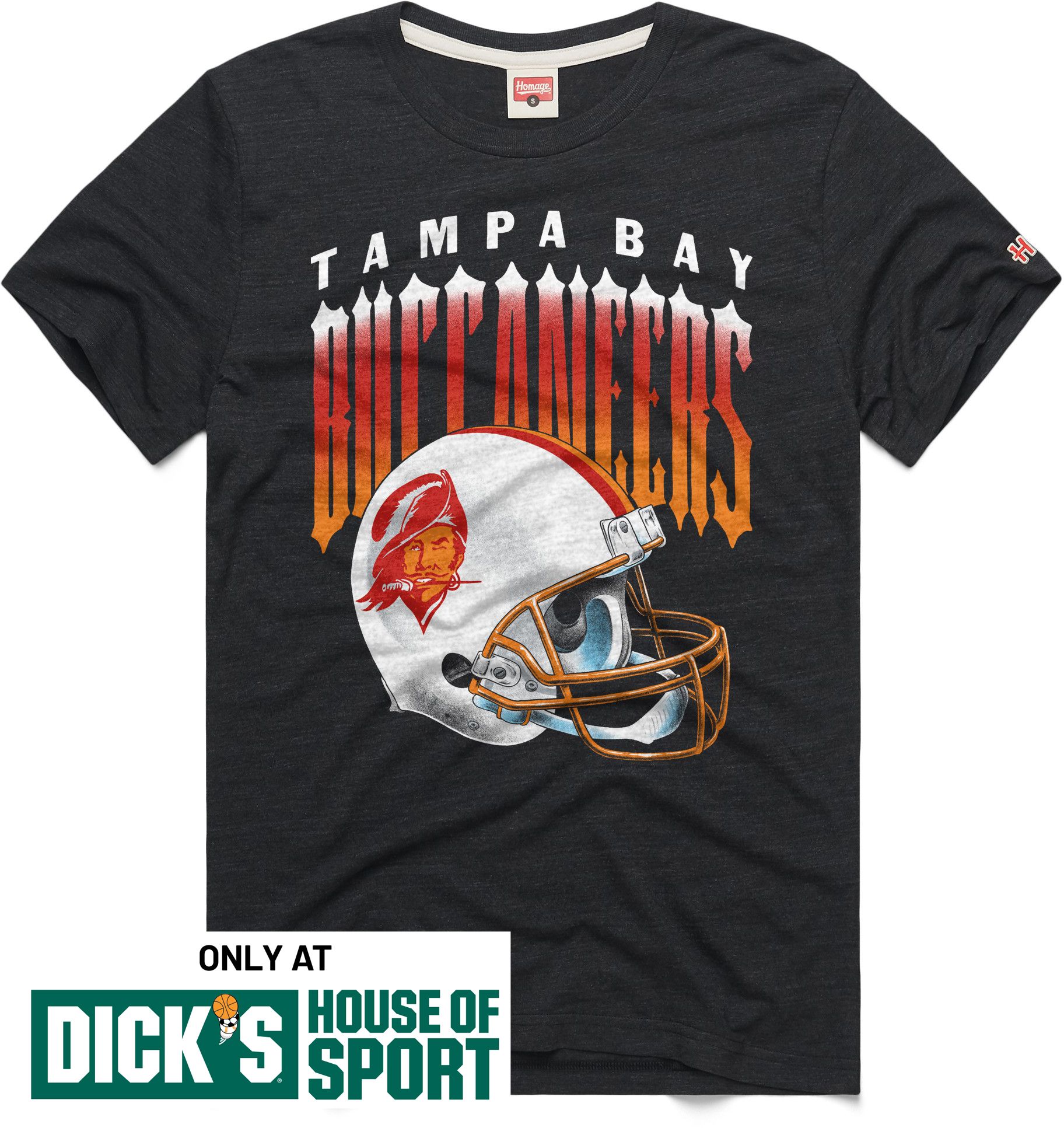 HOMAGE Men's Tampa Bay Buccaneers Charcoal Gradient Helmet T-Shirt