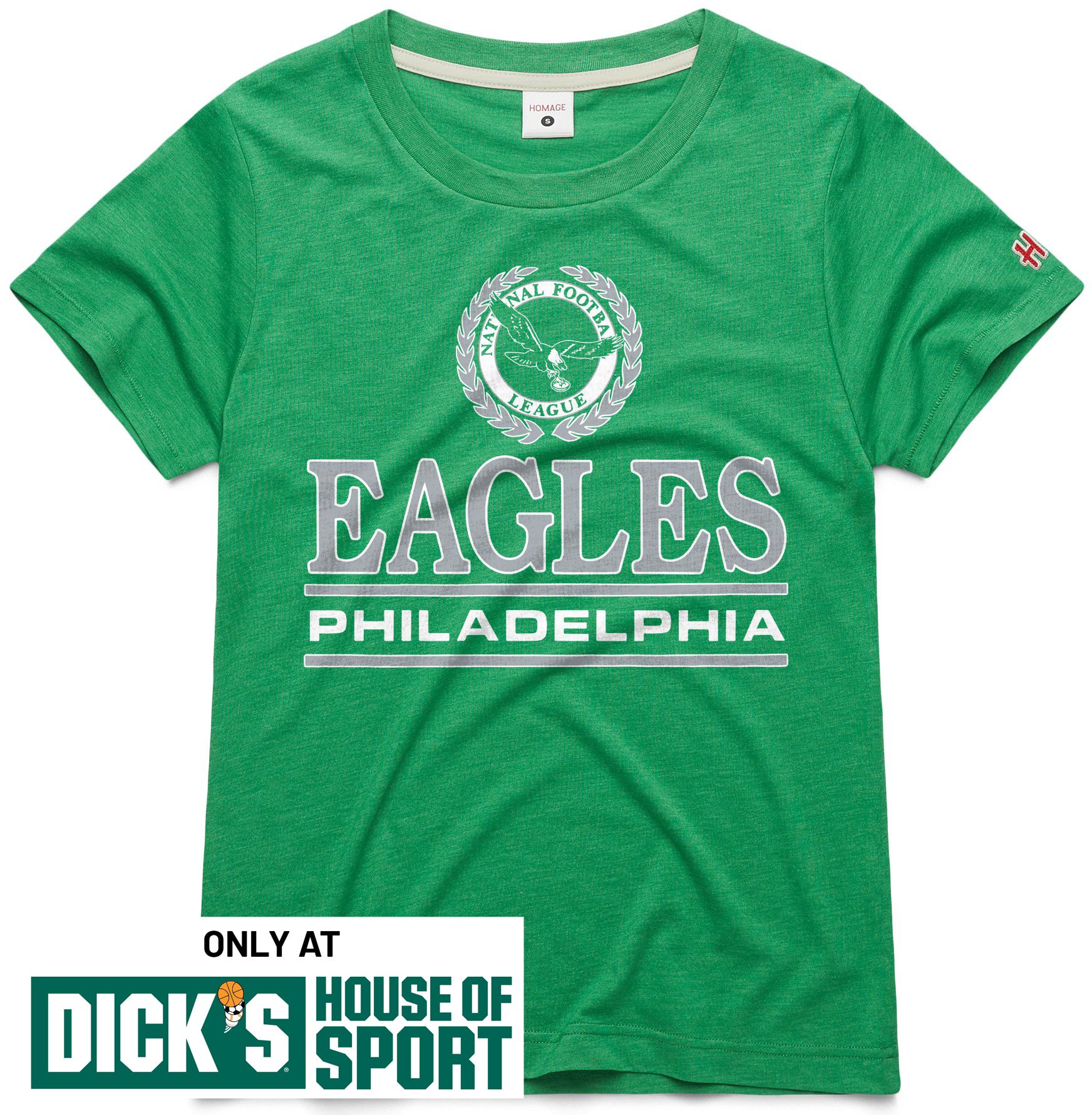 HOMAGE Women's Philadelphia Eagles Kelly Green Crest T-Shirt