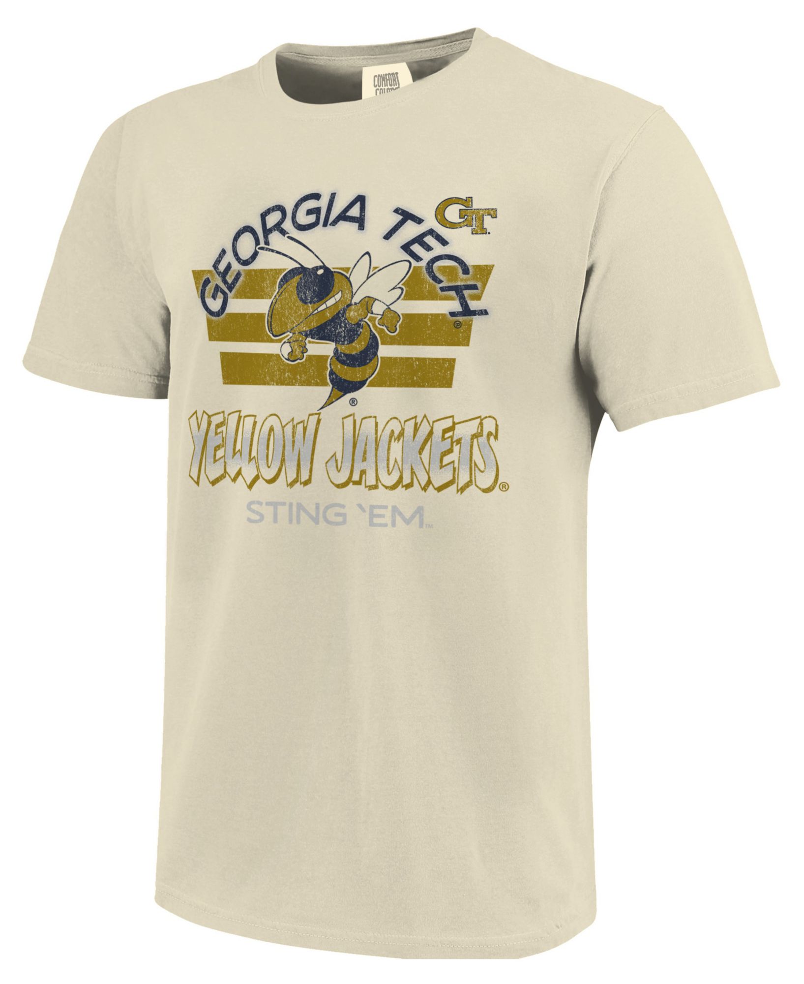 Image One Men's Georgia Tech Yellow Jackets Ivory Triple Stripe