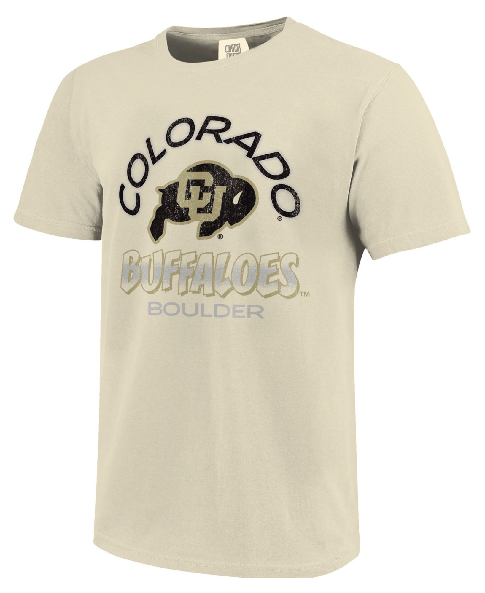Image One Men's Colorado Buffaloes Ivory Triple Stripe Overlay T
