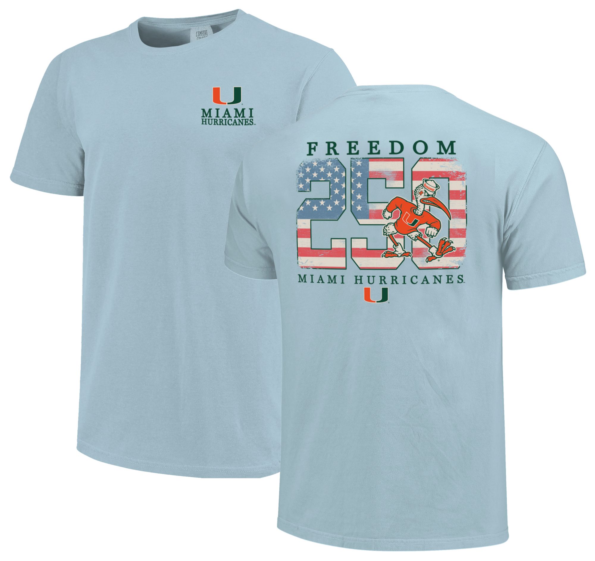 Image One Men's Miami Hurricanes Chambray Americana Mascot 250 T