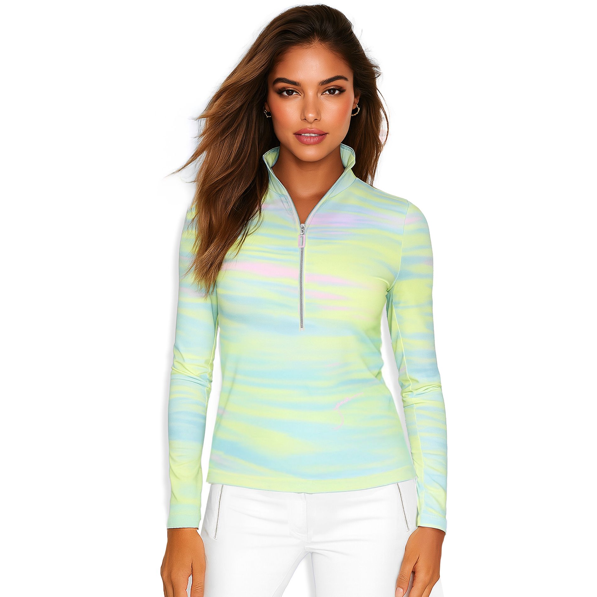 L.G.B. サンセットグラデーション カットソー Jamie Sadock Women's Painted Sunset Sunsense Print Long Sleeve ½