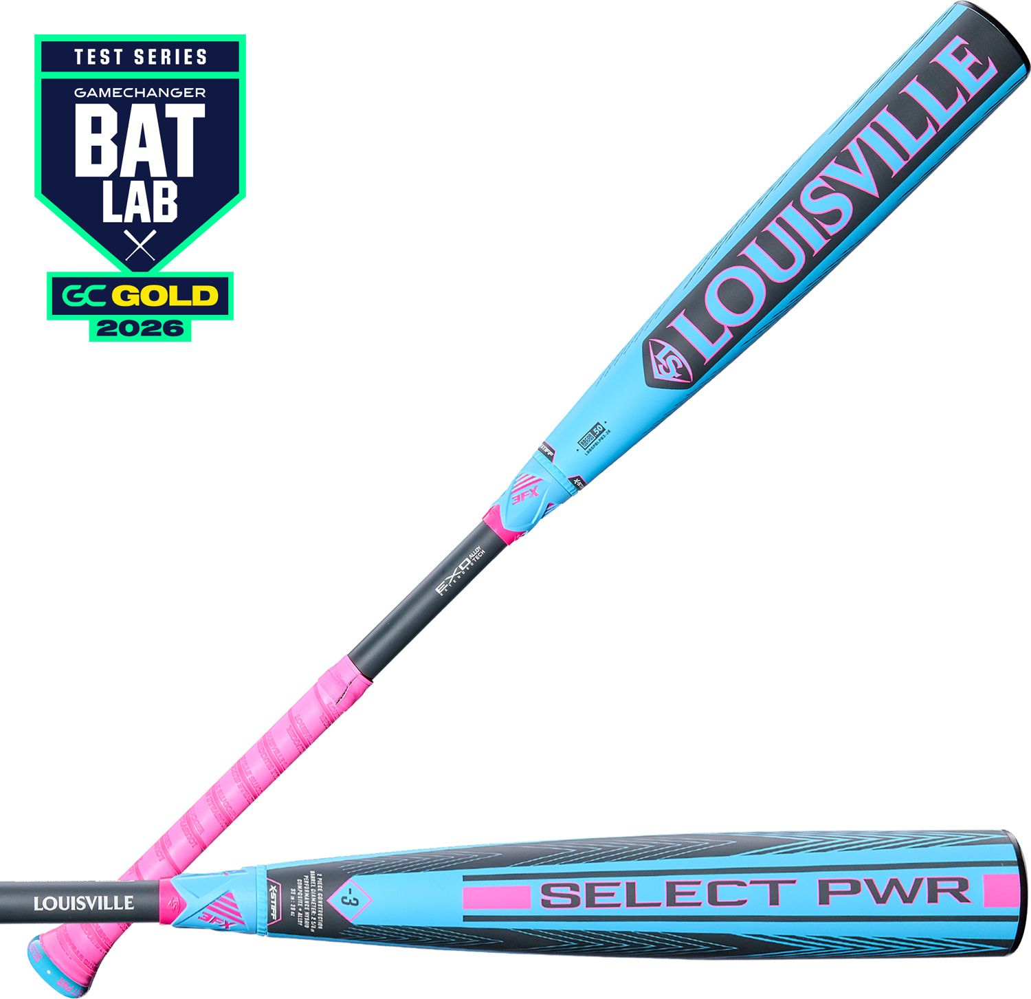 Louisville Slugger Select PWR Blue/Pink Hybrid BBCOR Bat 2026 (-3