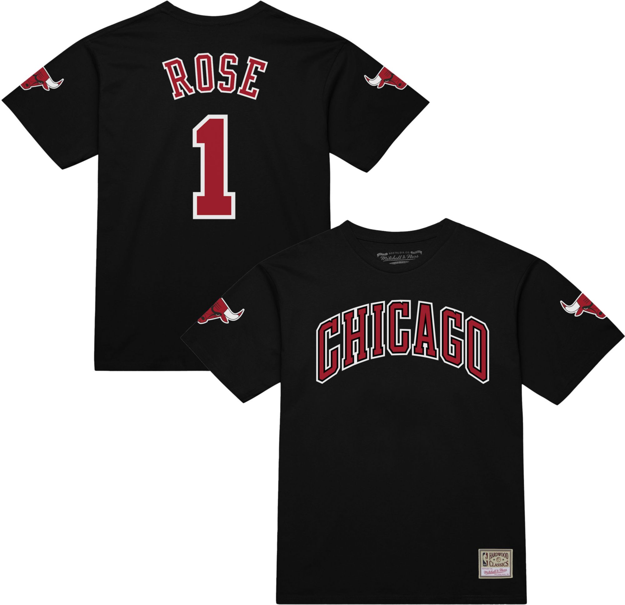 Mitchell & Ness Adult Chicago Bulls Derrick Rose #1 Black Hardwood