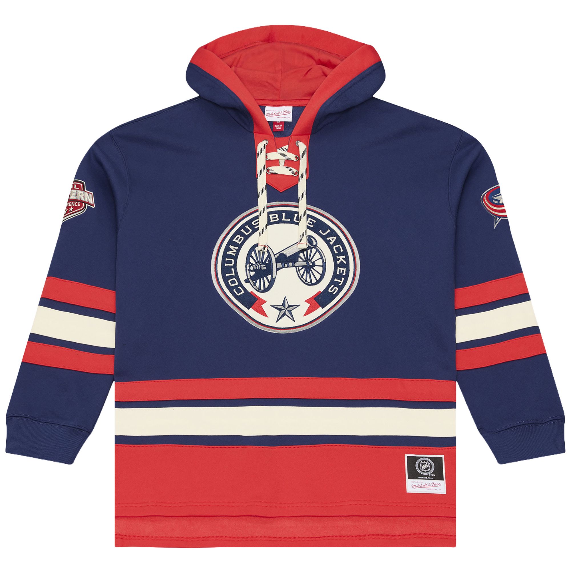 Mitchell & Ness Men's Columbus Blue Jackets Lace Up Hoodie