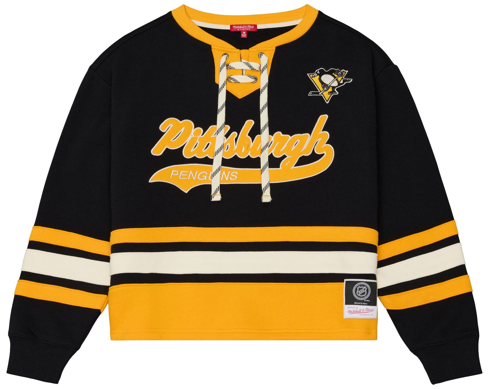 Mitchell & Ness Women's Pittsburgh Penguins Lace Up Crewneck