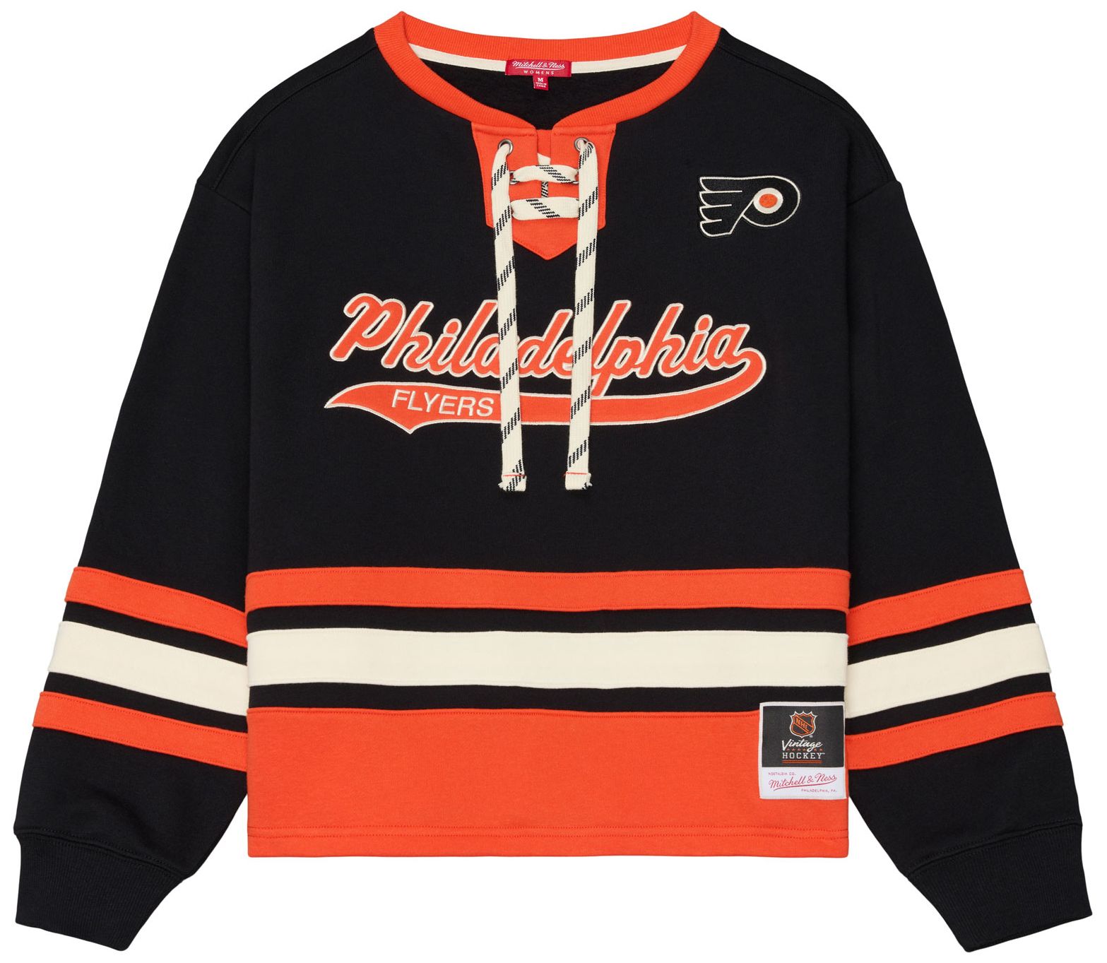 Mitchell & Ness Women's Philadelphia Flyers Lace Up Crewneck