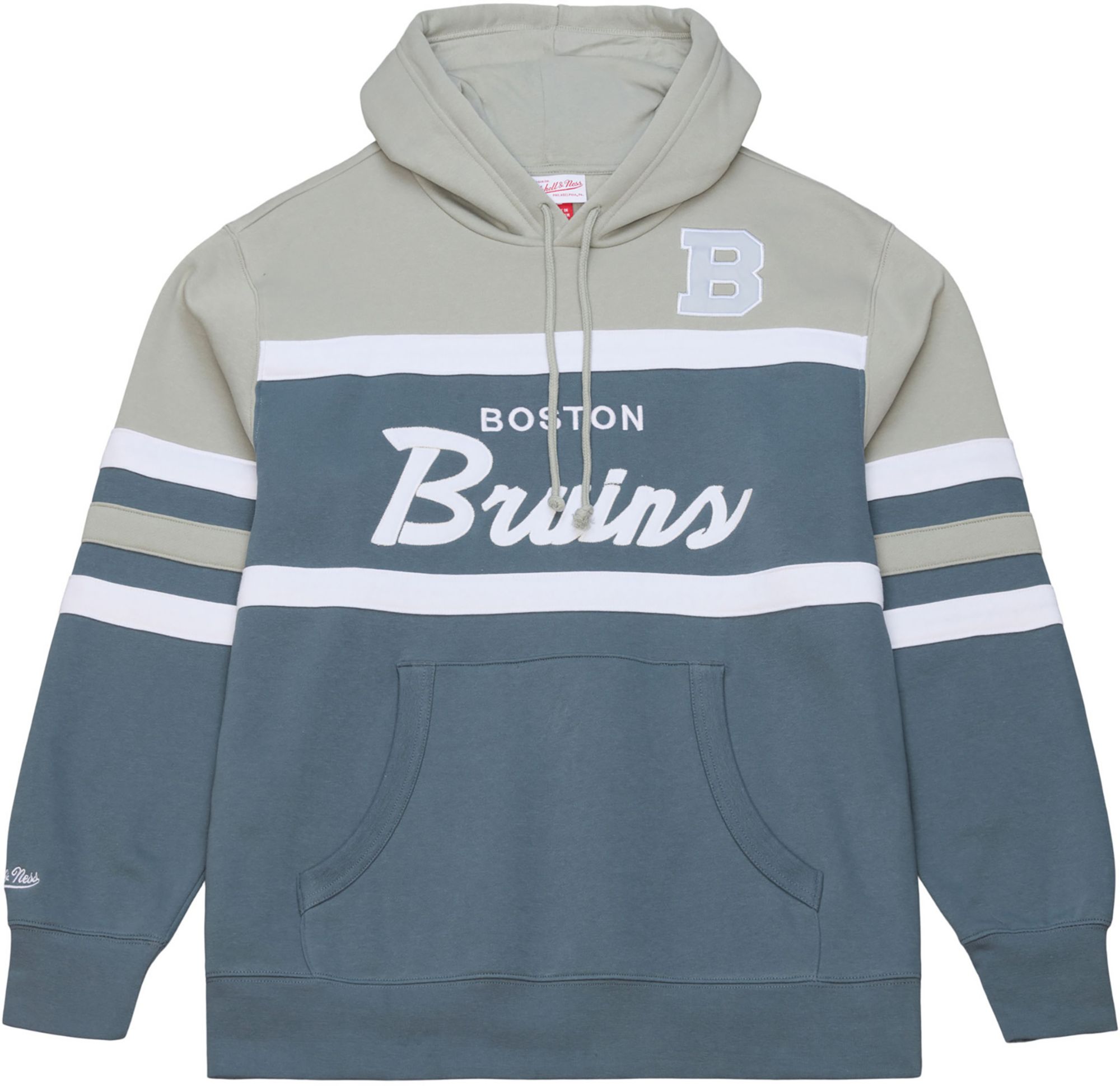Mitchell & Ness Men's Boston Bruins Light Grey Head Coach Pullover