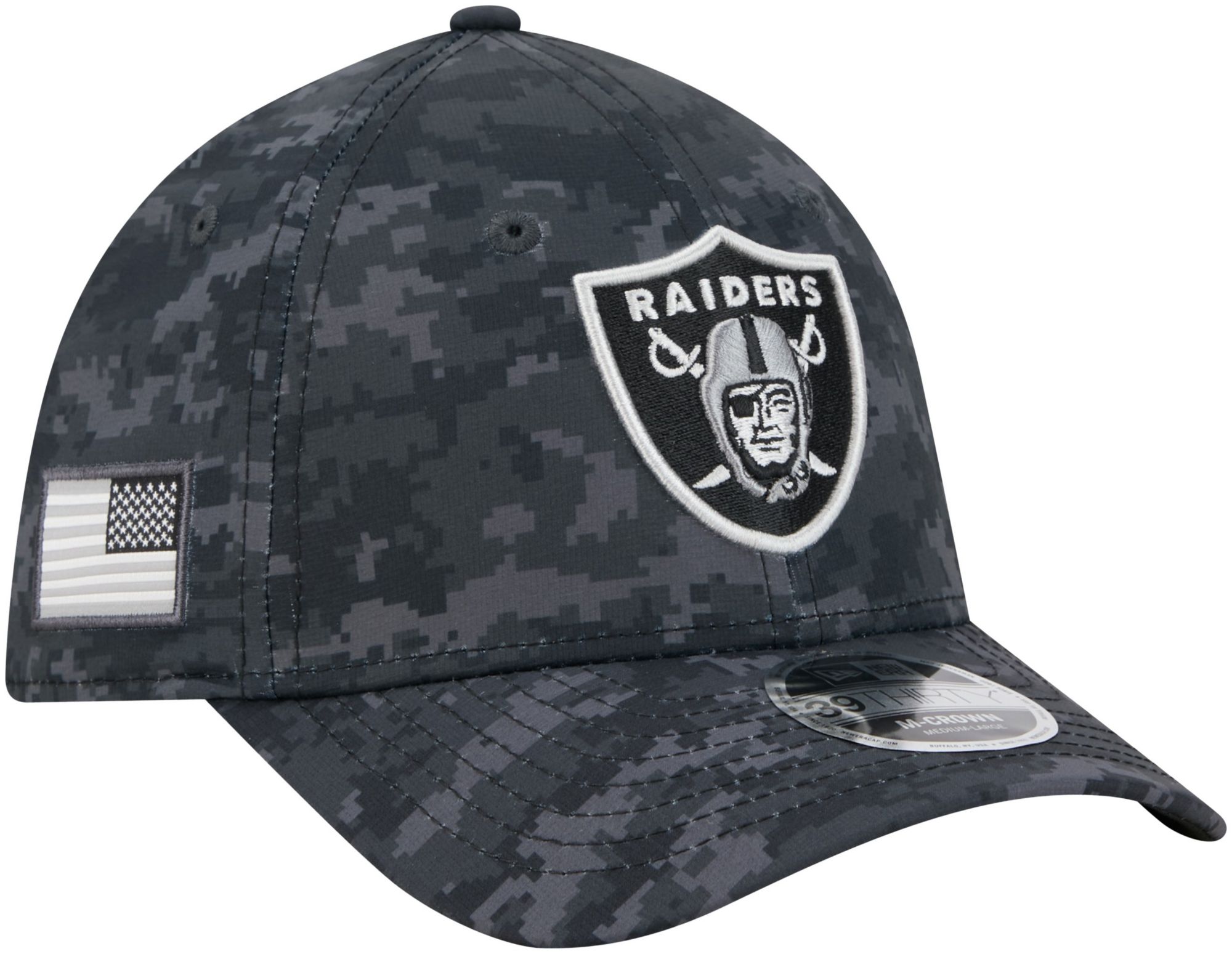 希少：New Era Las メタルバッチVegas Raiders Cap New Era Adult Las Vegas Raiders Salute To Service 2026 39Thirty M