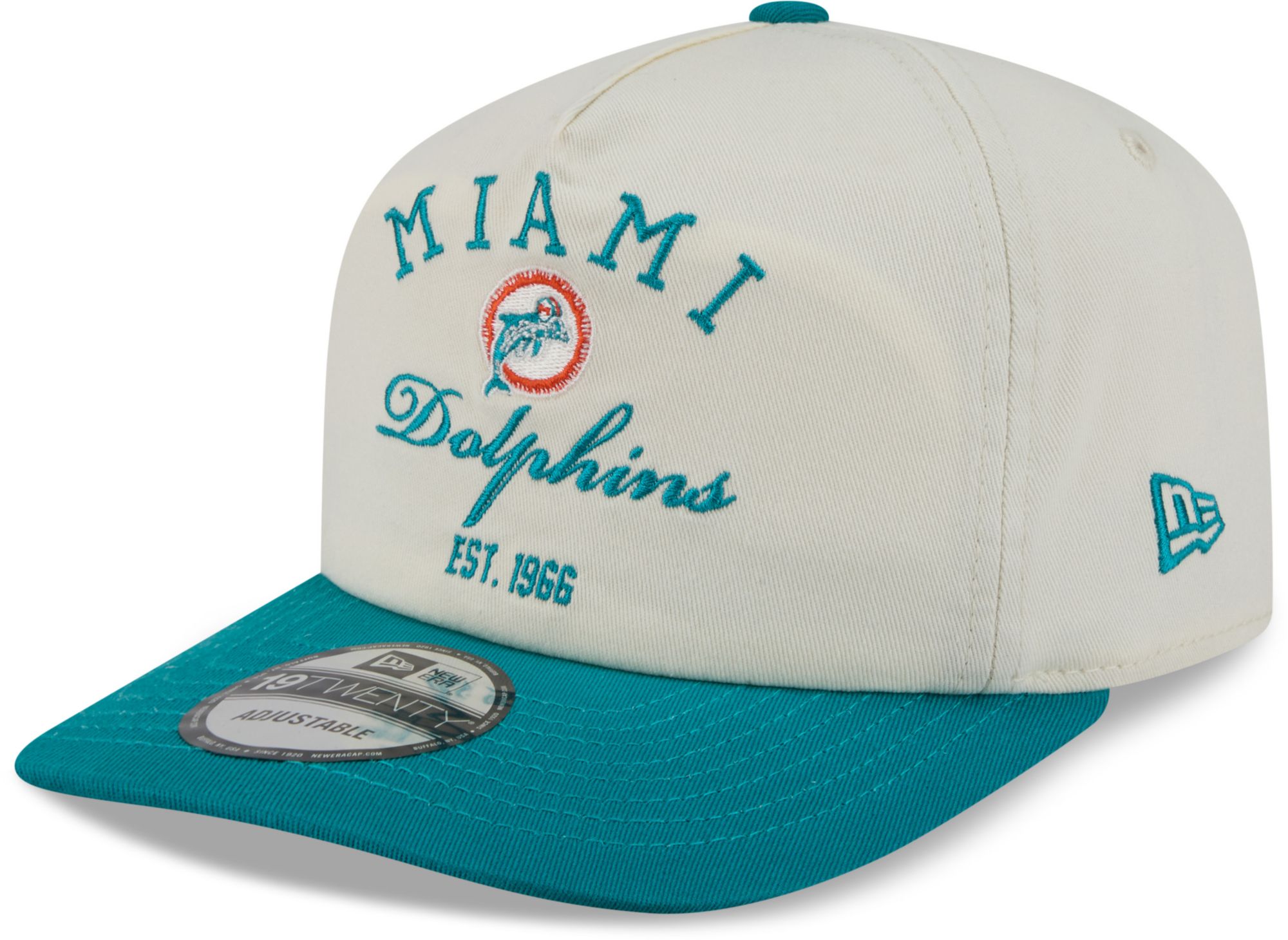 New Era Adult Miami Dolphins Turquoise Stacked 19Twenty Adjustable