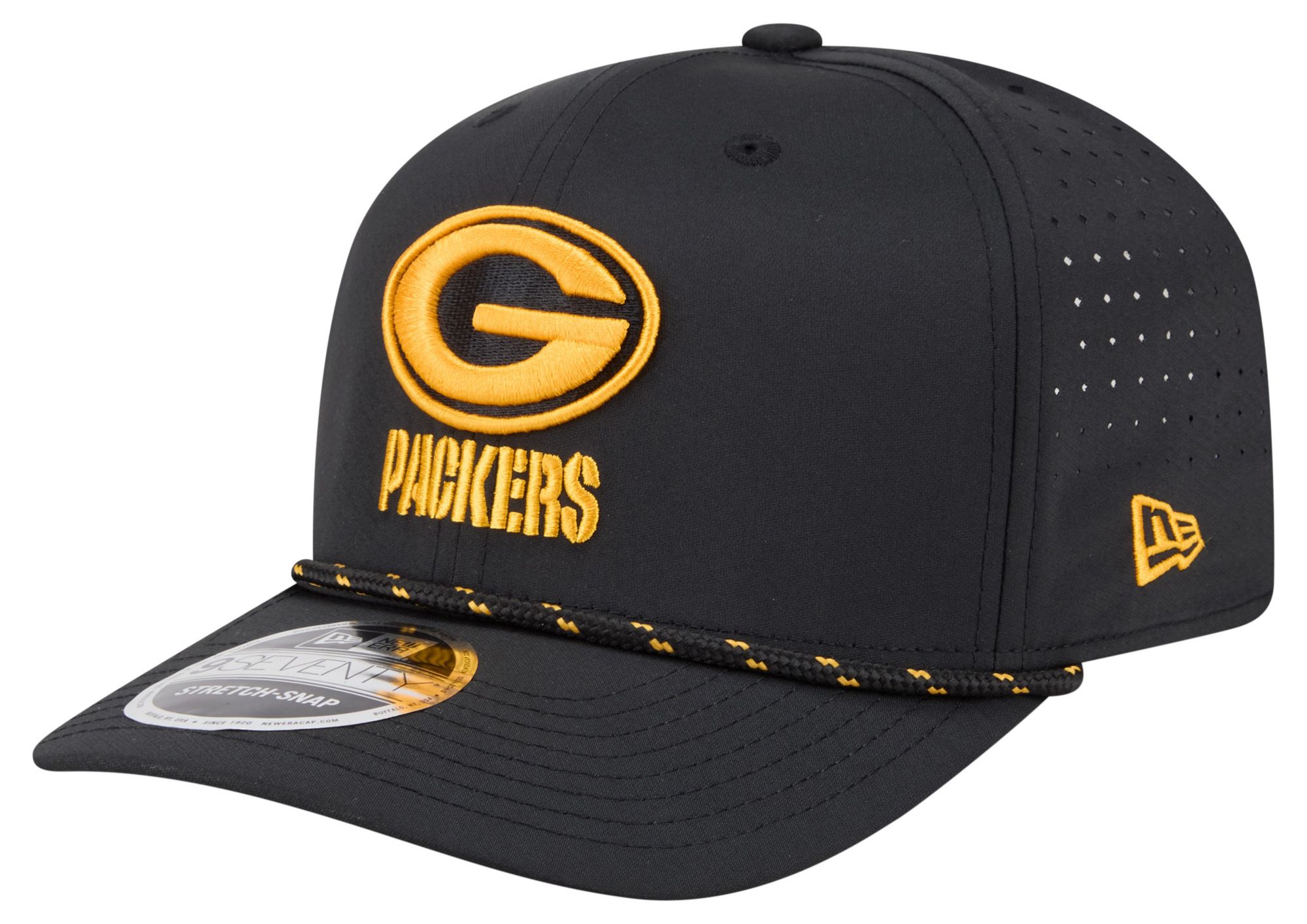 New Era Adult Green Bay Packers Black Rope 9Seventy Adjustable Hat
