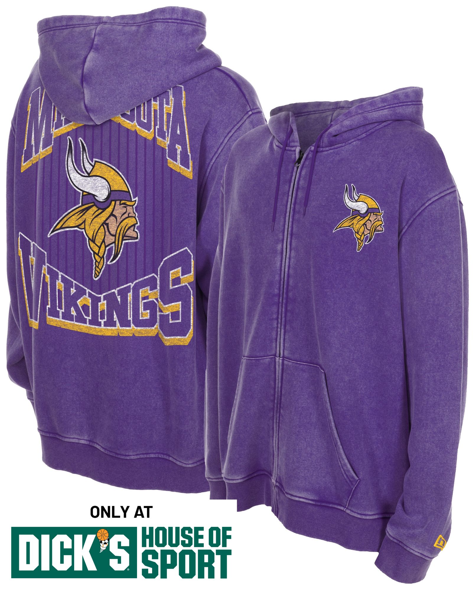 New Era Men's Minnesota Vikings Washed Full-Zip Hoodie | Dick's