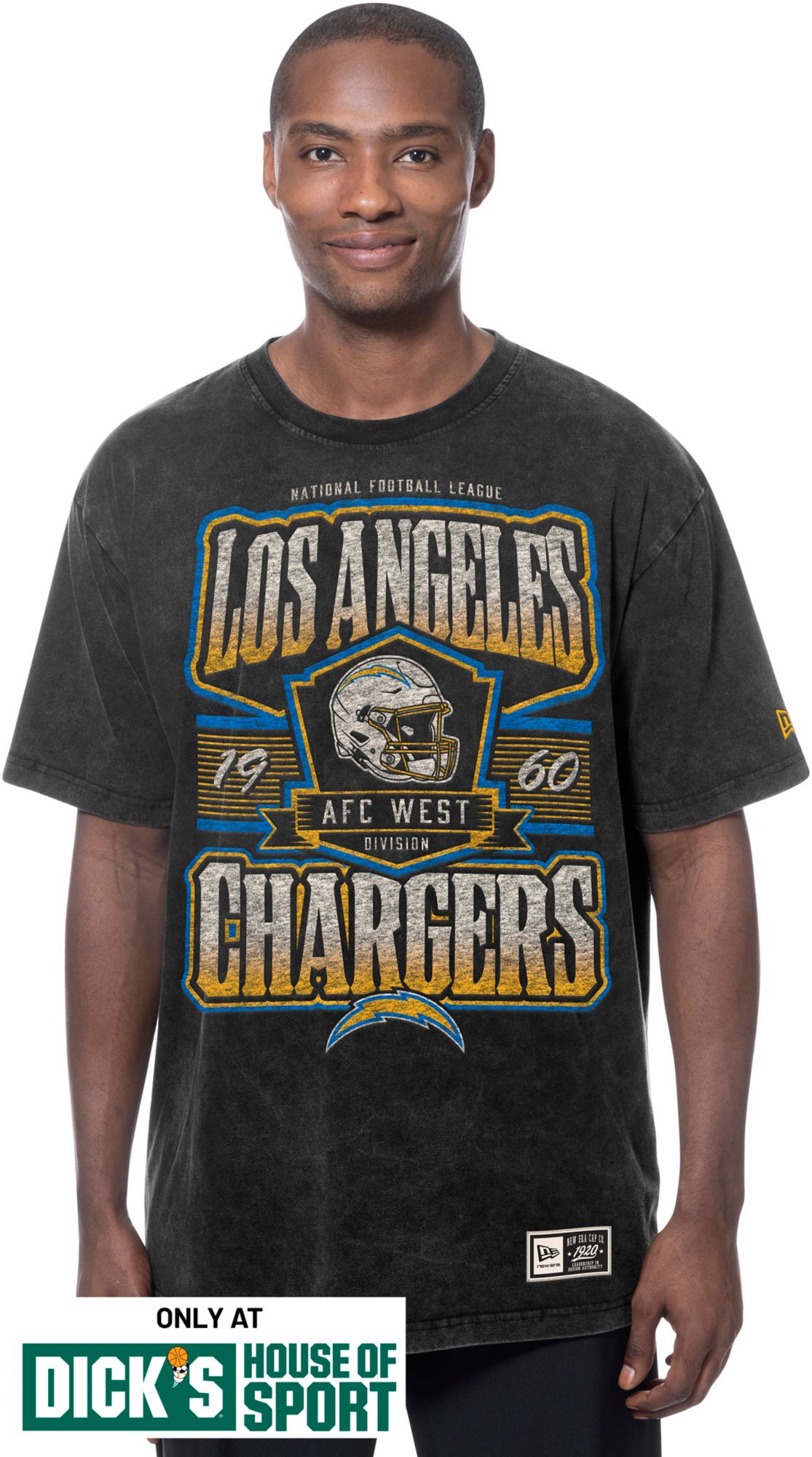 New Era Men's Los Angeles Chargers Black Washed T-Shirt | Dick's