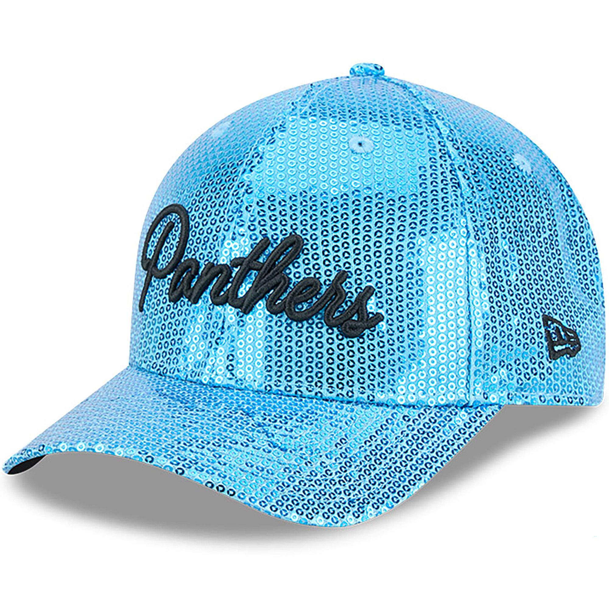 New Era Women's Carolina Panthers Medium Blue Sequin Script 9Forty