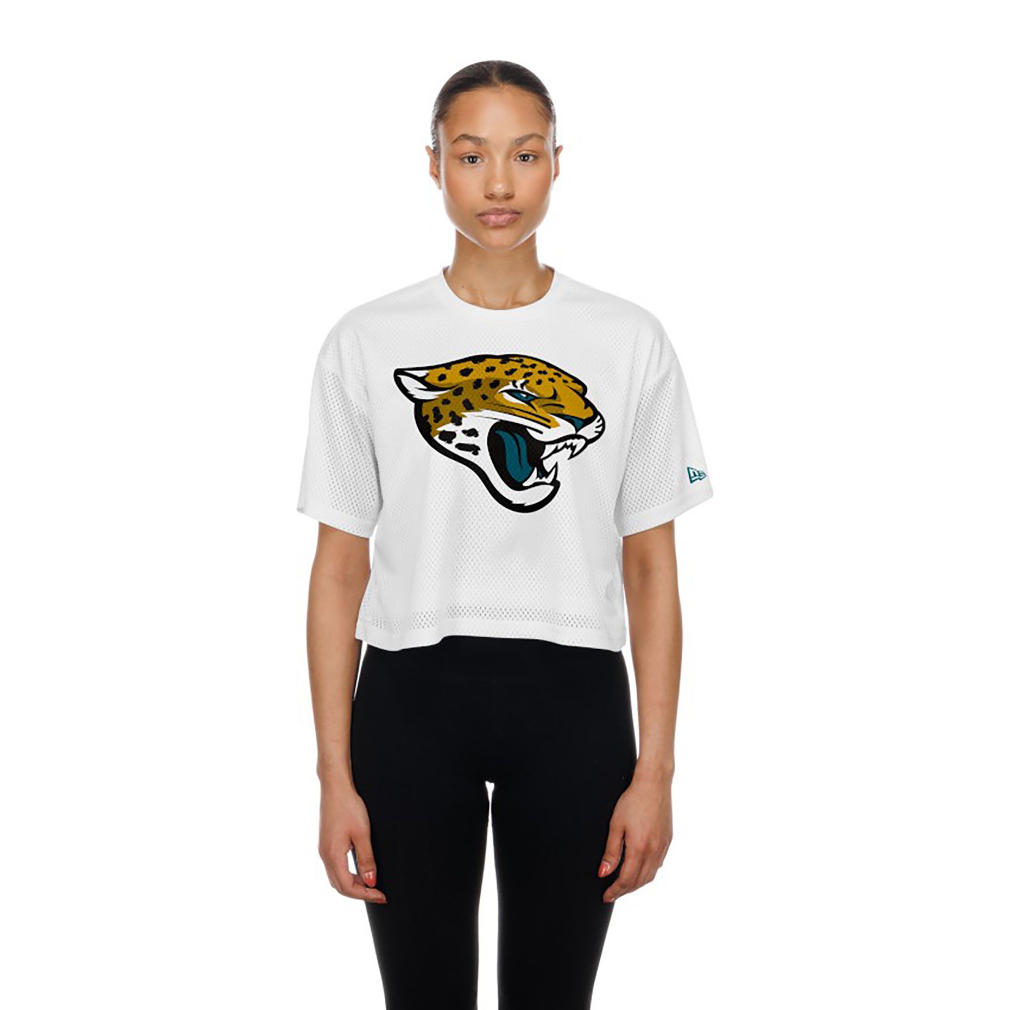 New Era Women's Jacksonville Jaguars White Mesh Boxy T-Shirt