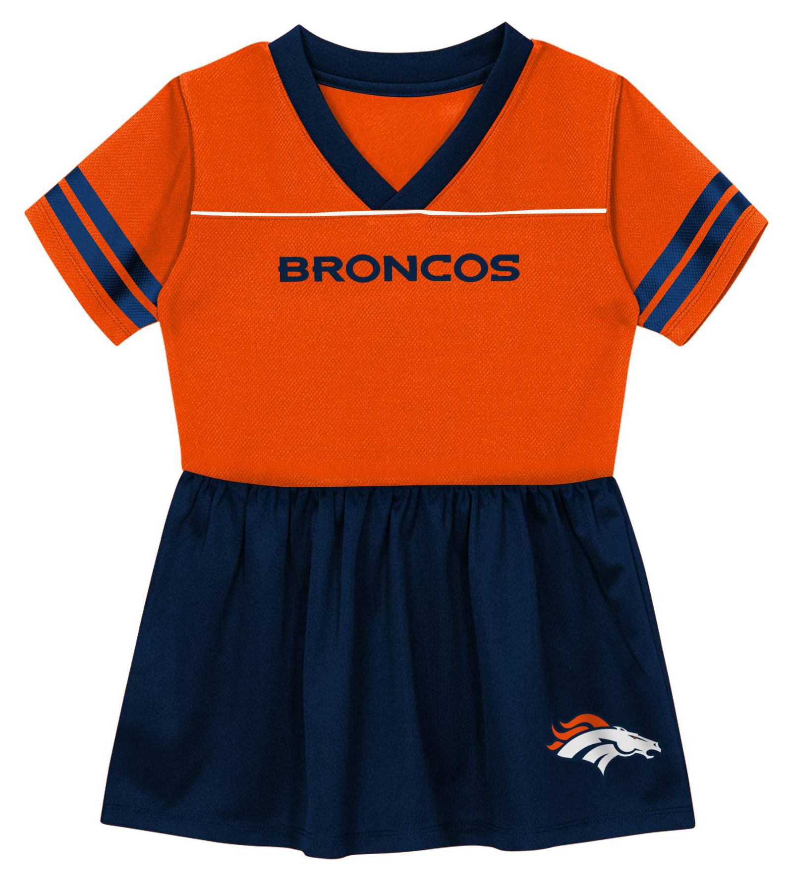 broncos jersey dress NFL Team Apparel Girls' Denver Orange Stadium Lights Dress, 6X Ruched Dress