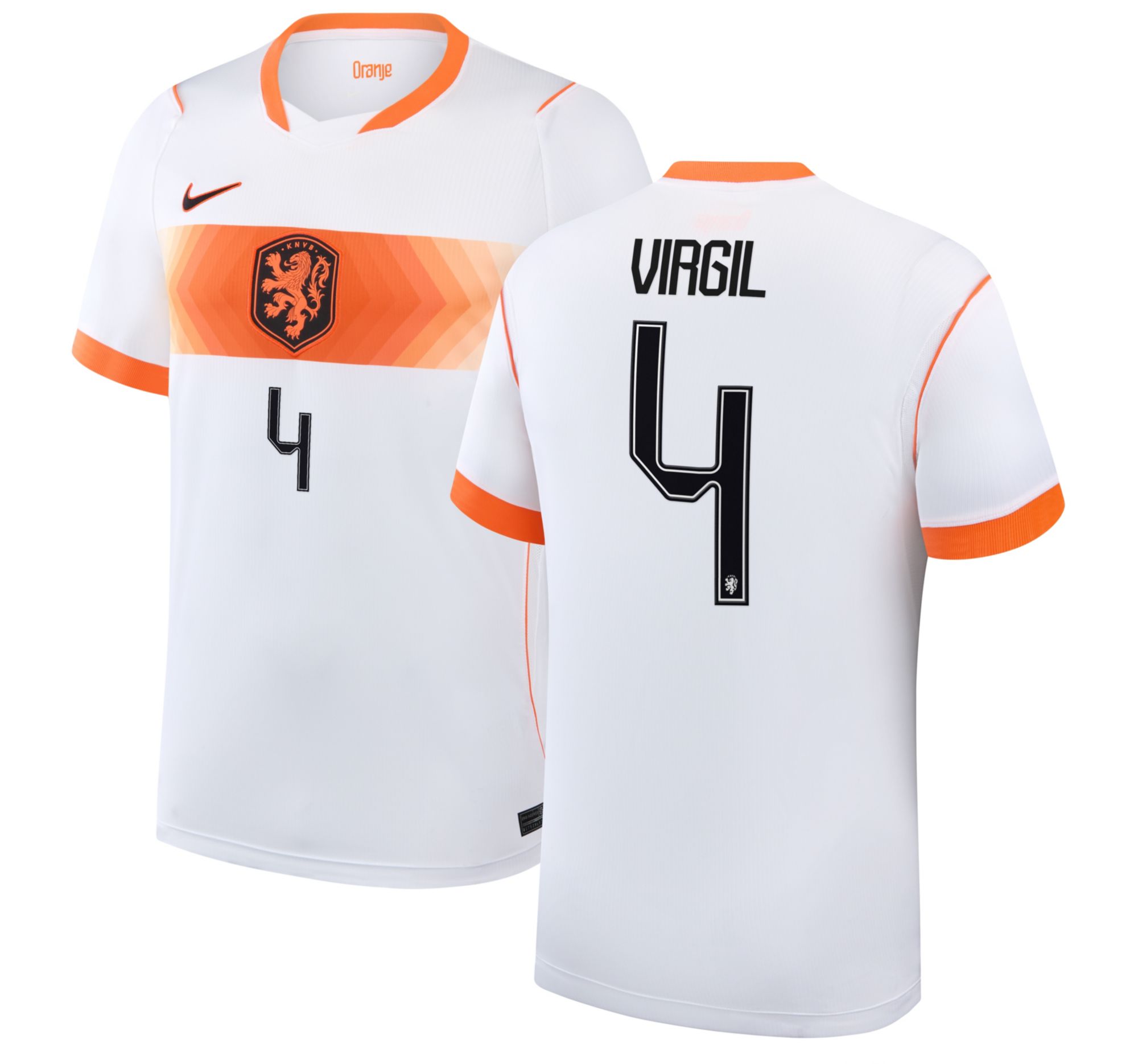 Nike Adult Netherlands Virgil Van Djik #4 2026 Away Replica Jersey