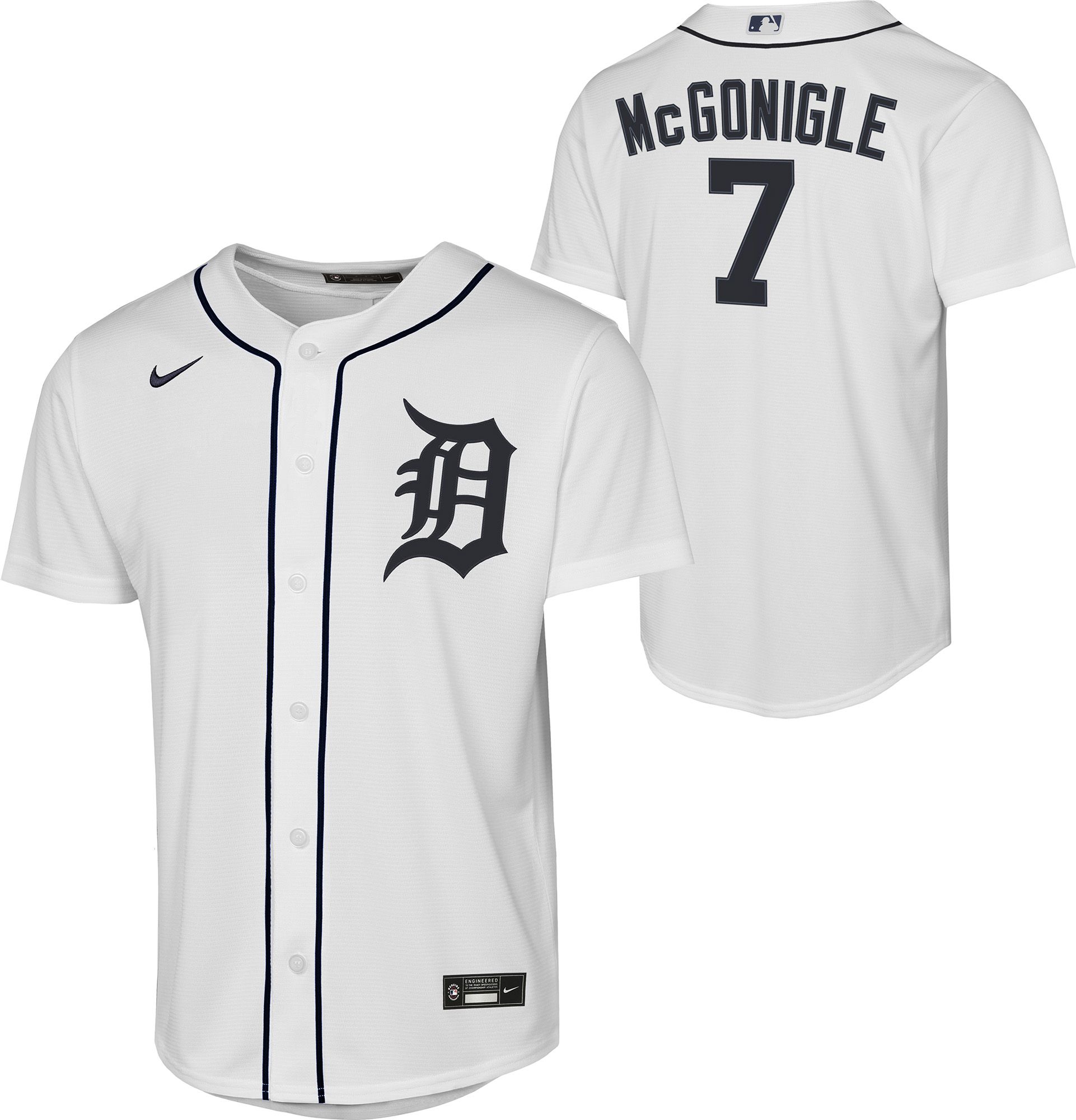 Nike Boys' Detroit Tigers White Kevin McGonigle #7 Home Baseline