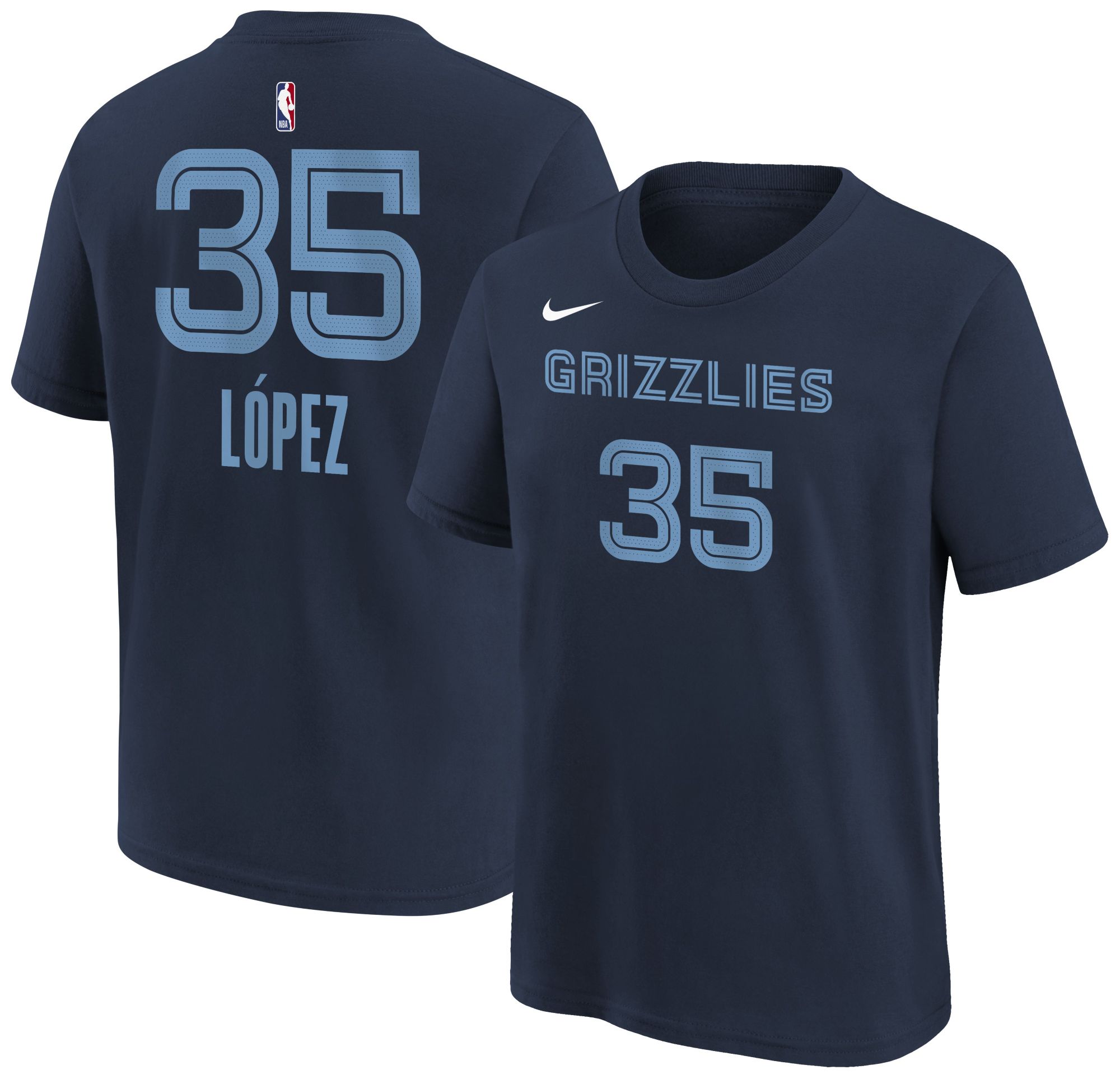 Nike Boys' Memphis Grizzlies Navy Karim Lopez #35 Icon Edition T