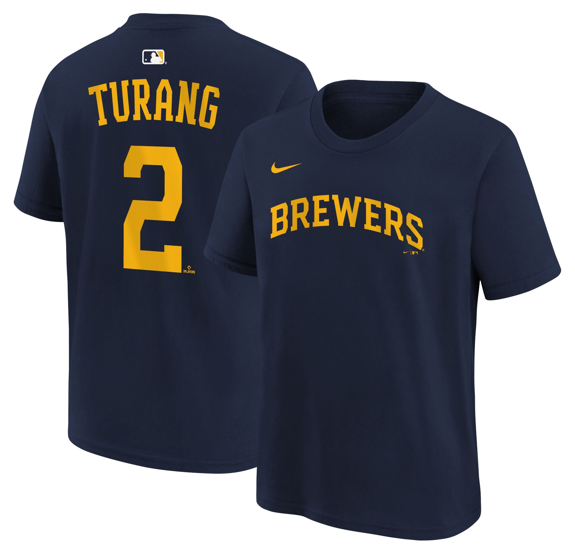 Nike Boys' Milwaukee Brewers Navy Brice Turang #2 T-Shirt | Dick's