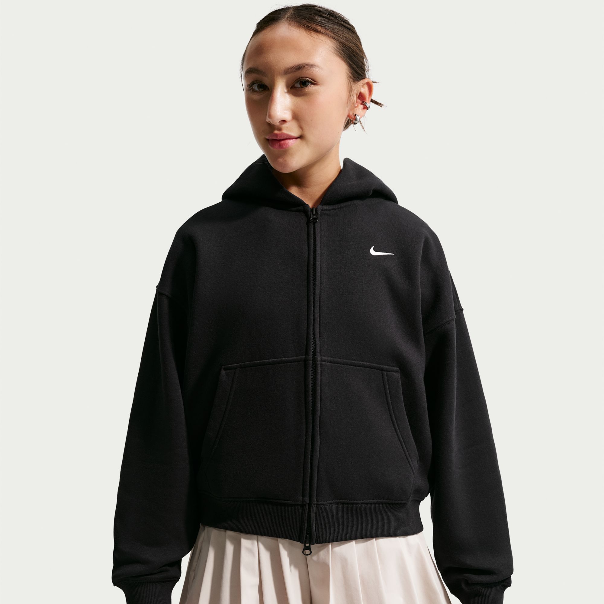 Nike Girls' Studio Fleece Oversized Full-Zip Hoodie | Dick's