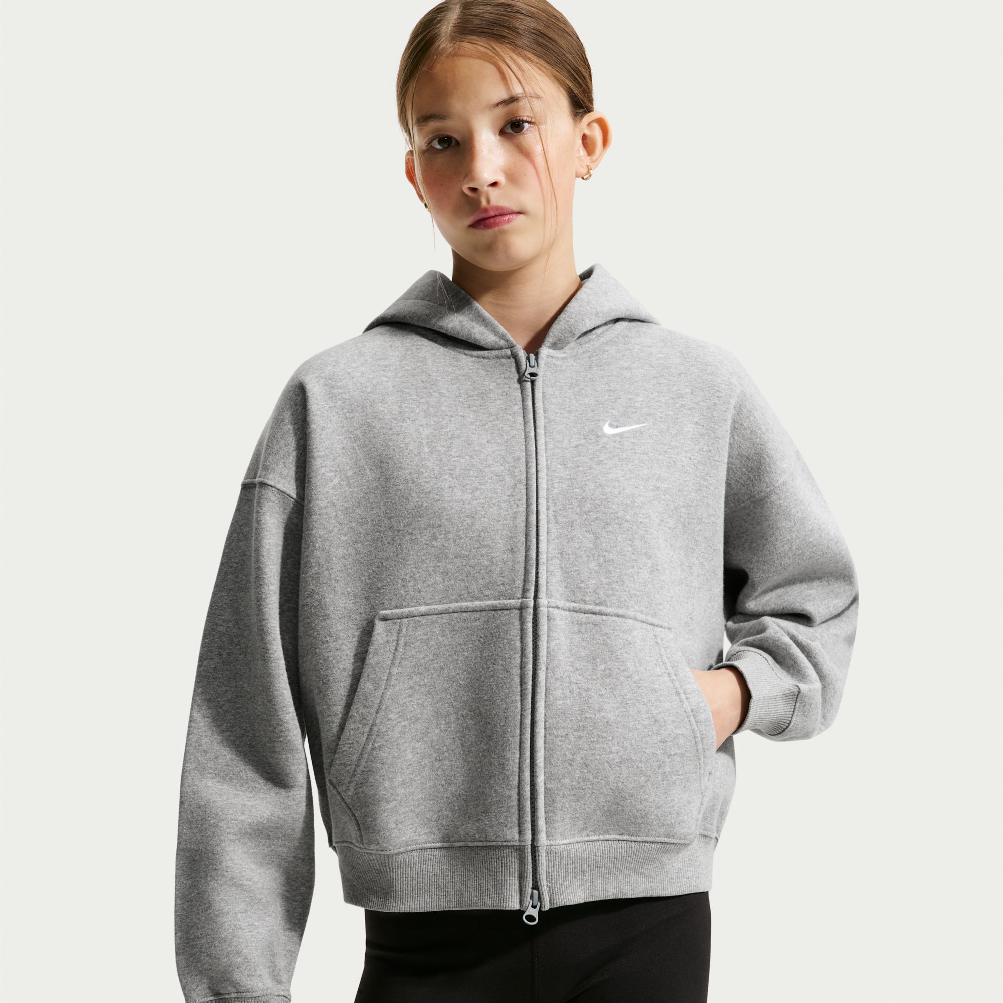 Nike Girls' Studio Fleece Oversized Full-Zip Hoodie | Dick's