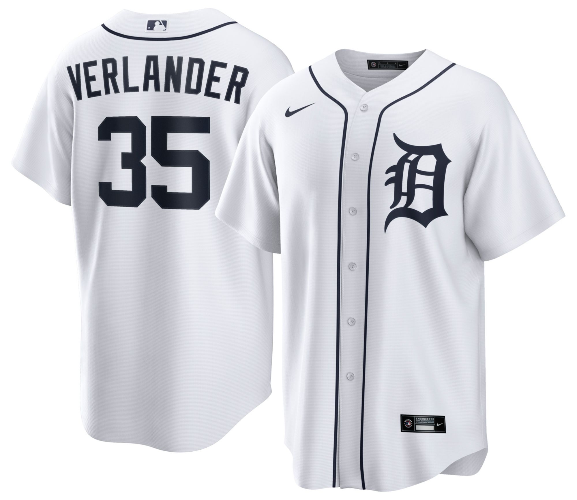 Nike Men's Detroit Tigers White Justin Verlander #35 Home Replica
