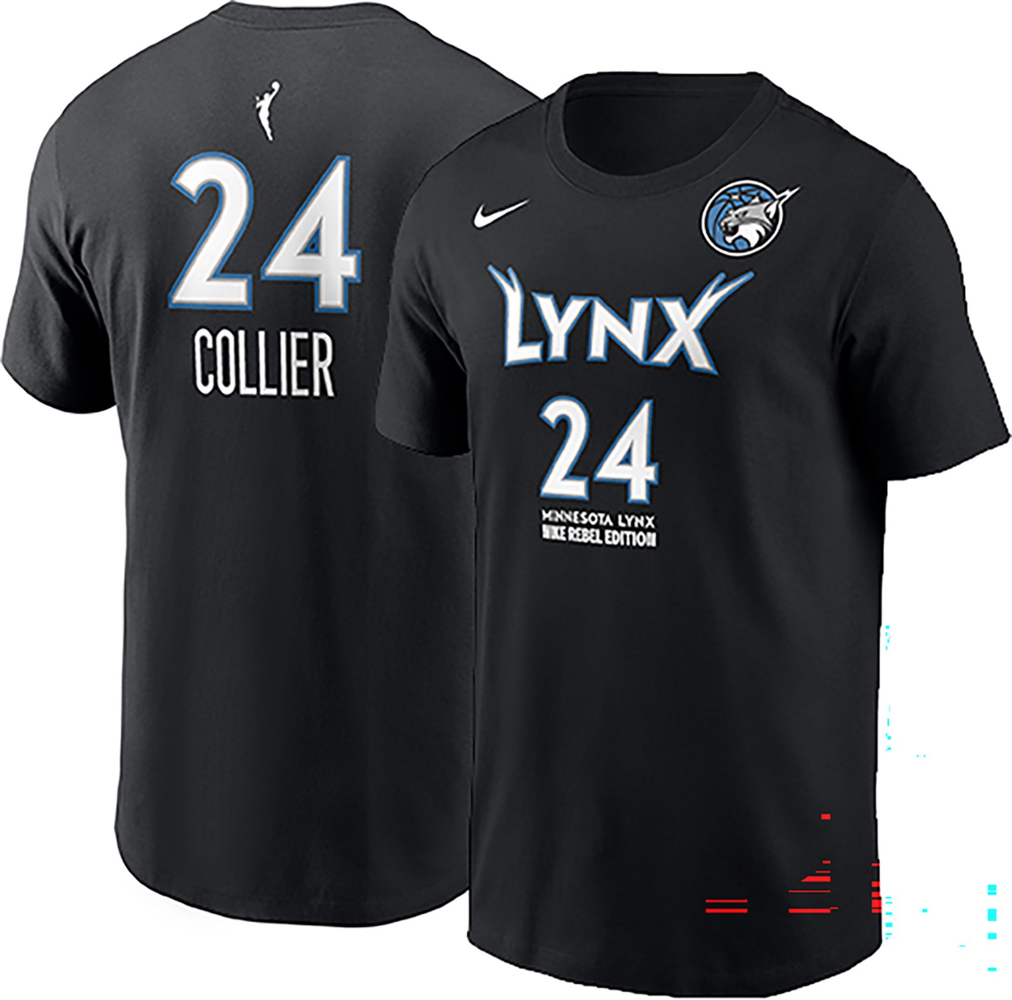Nike Men's Minnesota Lynx Napheesa Collier #24 Black Rebel T-Shirt