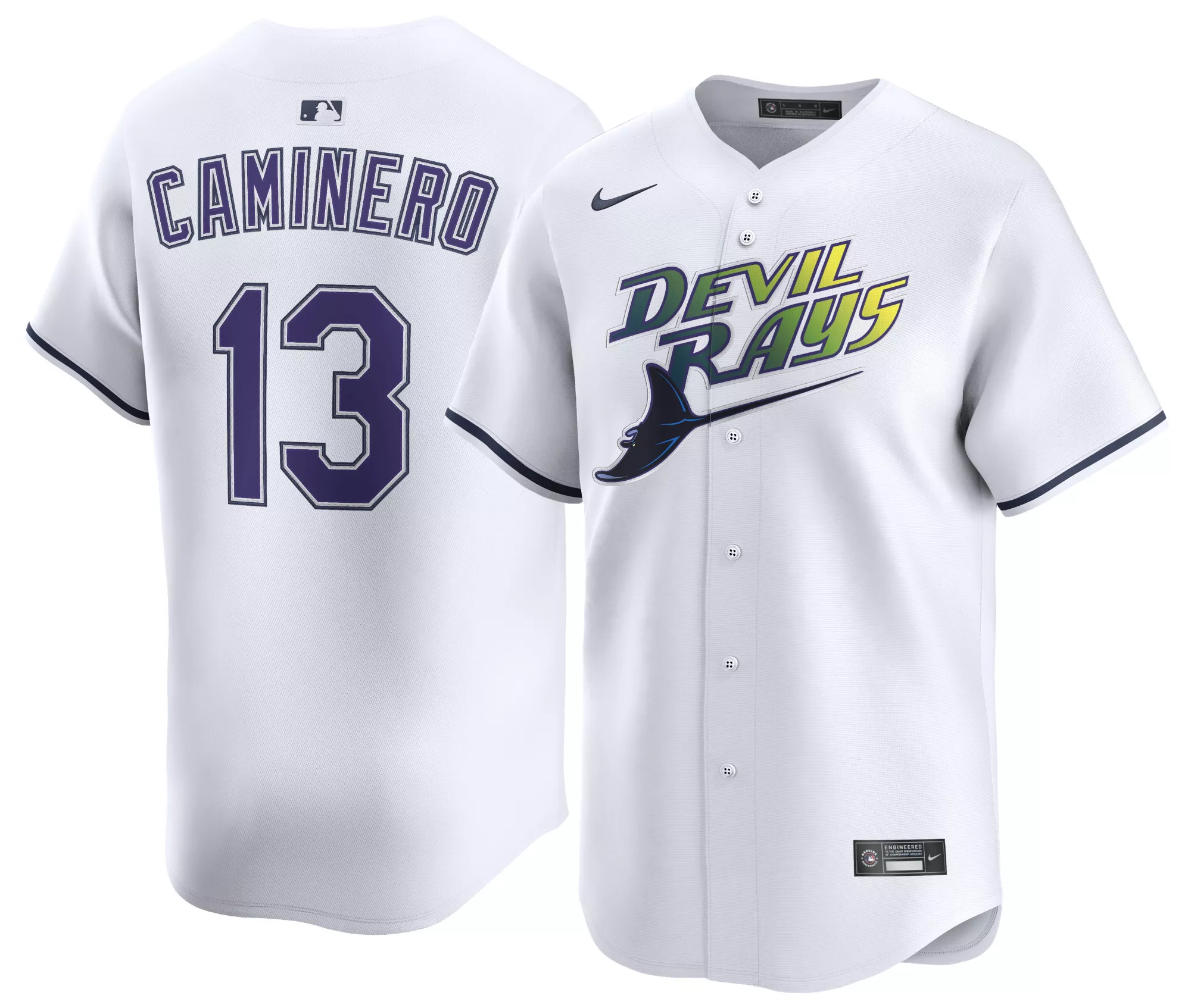 Nike Men's Tampa Bay Rays White Junior Caminero #13 Alternate Limited Jersey