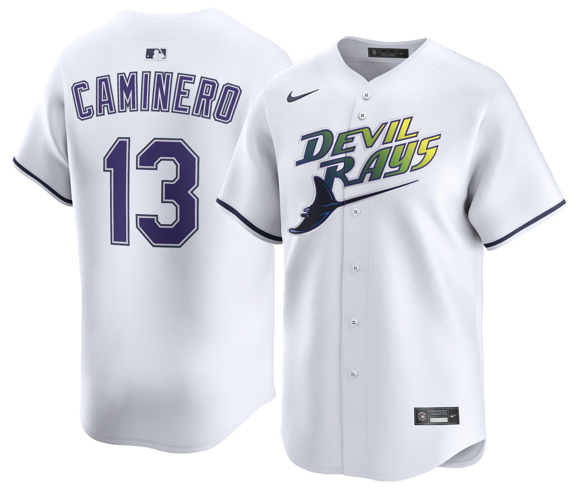 Nike Men's Tampa Bay Rays White Junior Caminero #13 Alternate