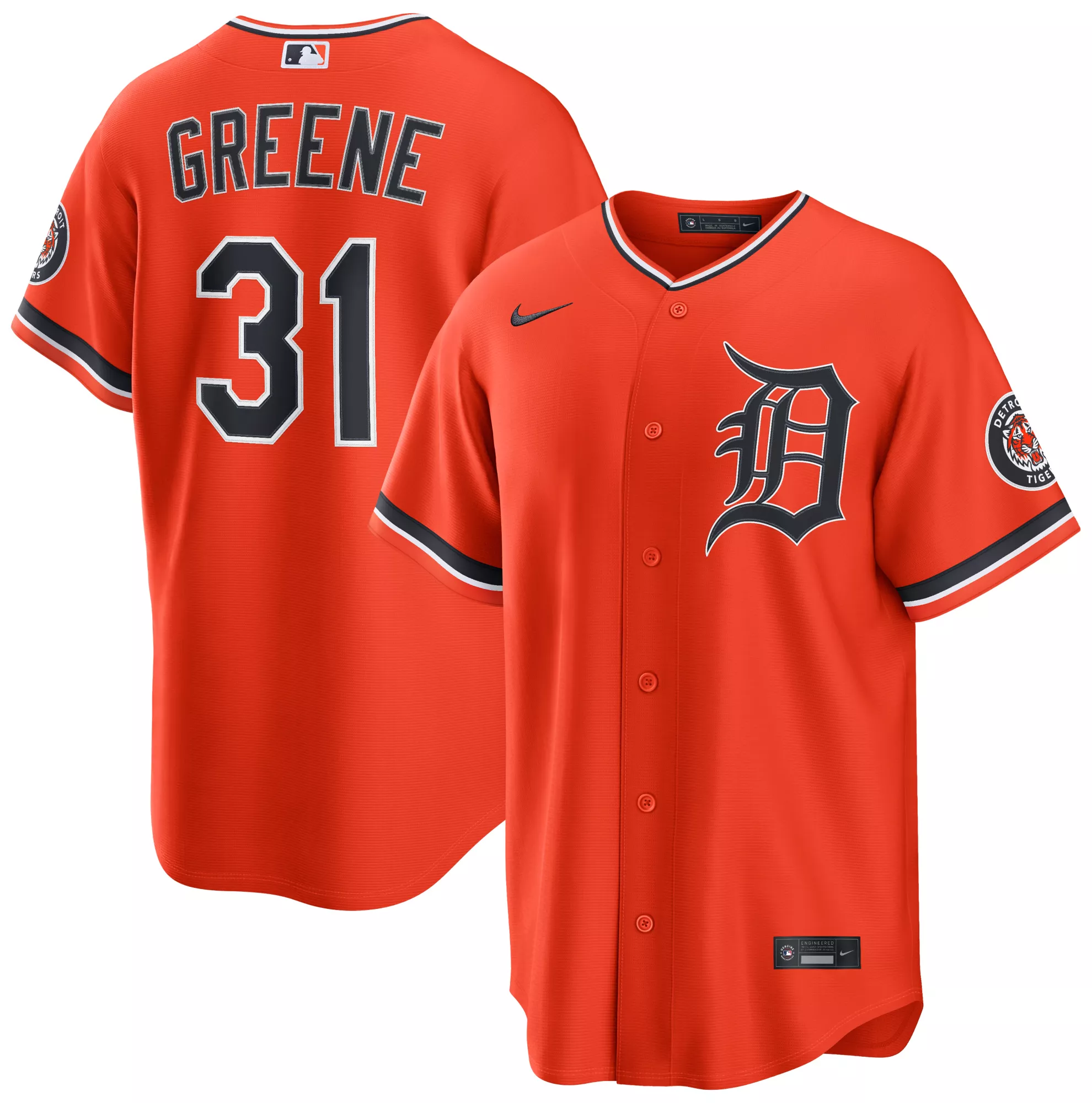 Nike Men's Detroit Tigers Orange Riley Greene #31 Alternate Stadium Jersey