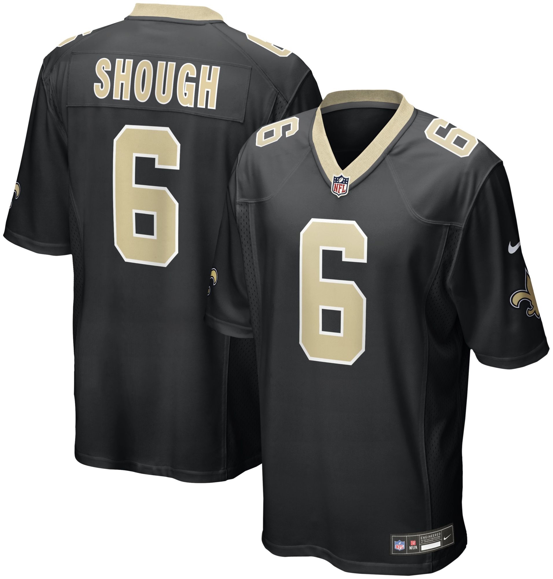 Nike Men's New Orleans Saints Black Tyler Shough #6 Game Jersey