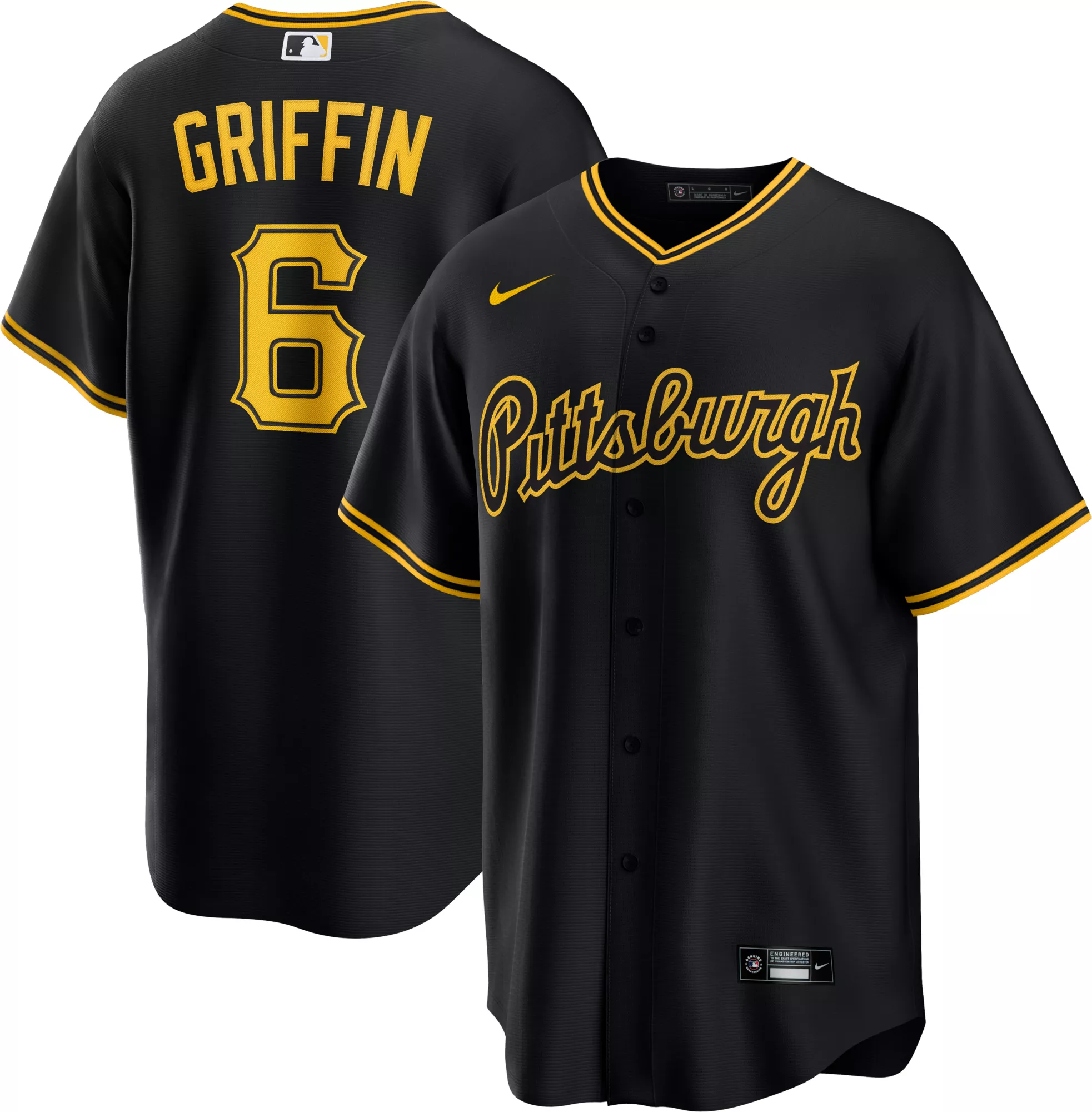 Nike Men's Pittsburgh Pirates Black Konnor Griffin #6 Alternate Replica Jersey