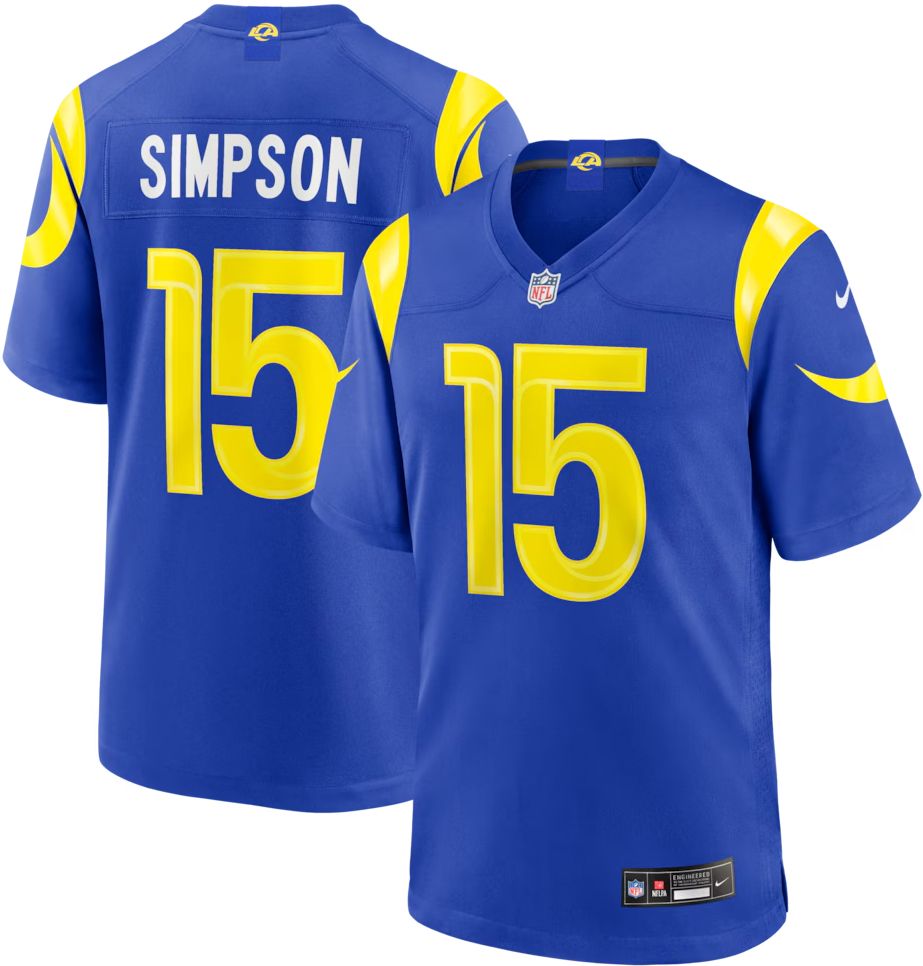 Nike Men's Los Angeles Rams Ty Simpson #15 Royal Home Game Jersey
