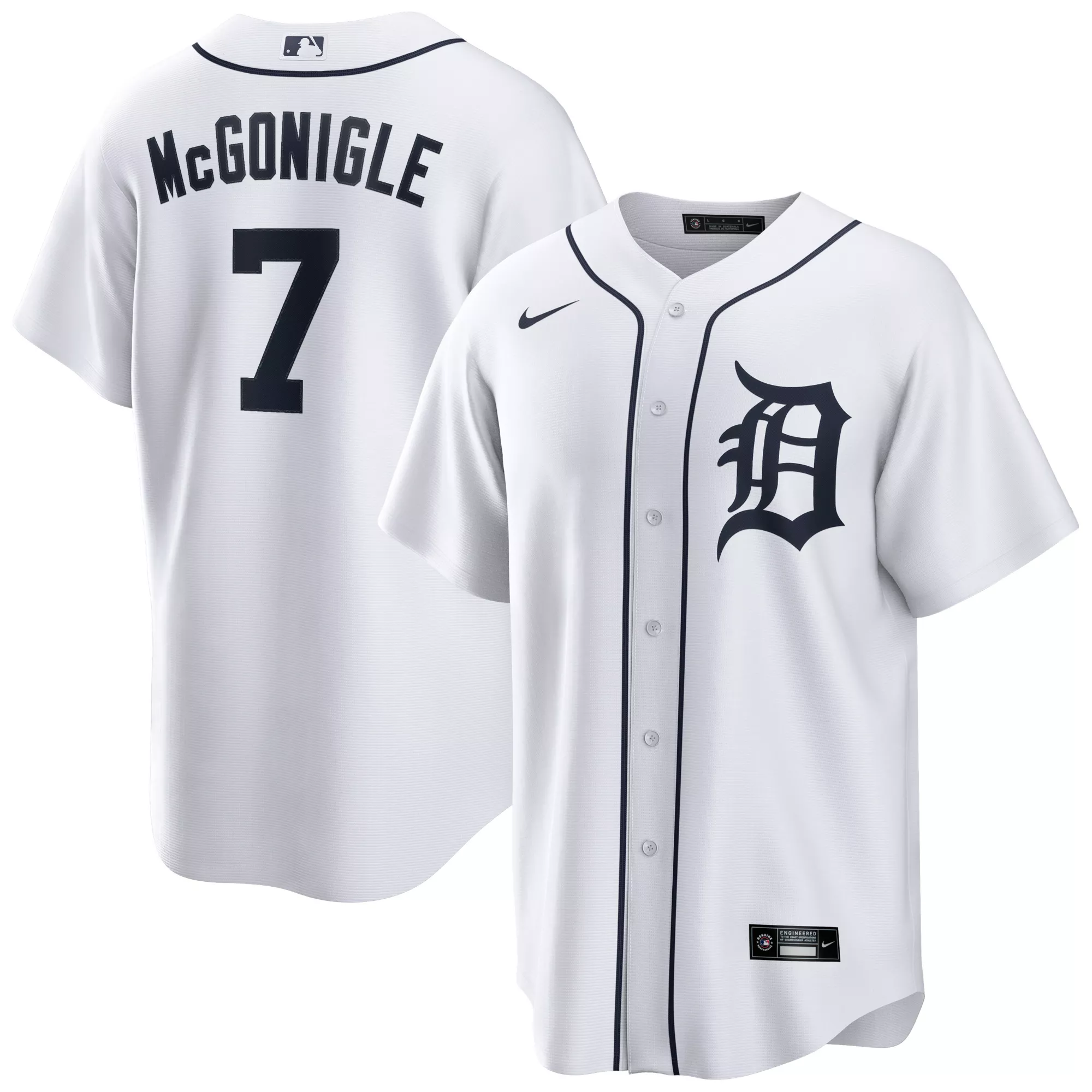 Nike Men's Detroit Tigers White Kevin McGonigle #7 Home Replica Jersey