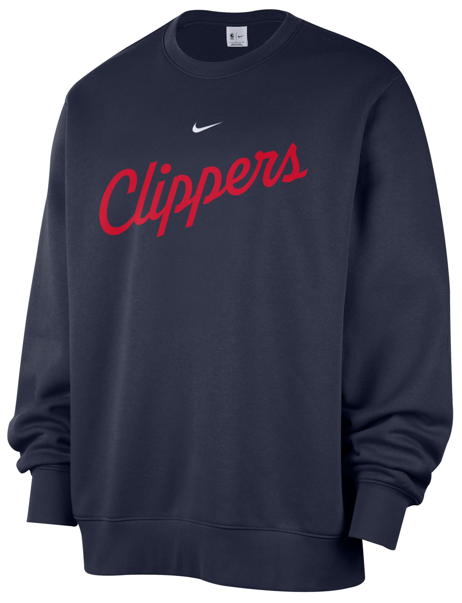 Nike Men's Los Angeles Clippers Navy Wordmark Club Crewneck