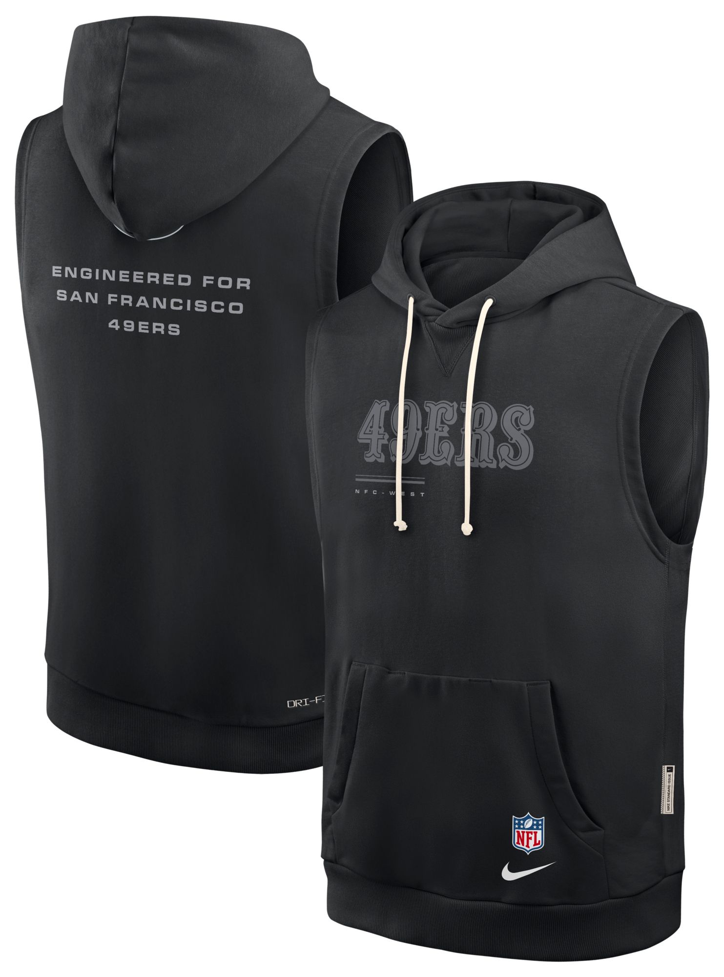 Nike Men's San Francisco 49ers Black Sideline Sleeveless Hoodie