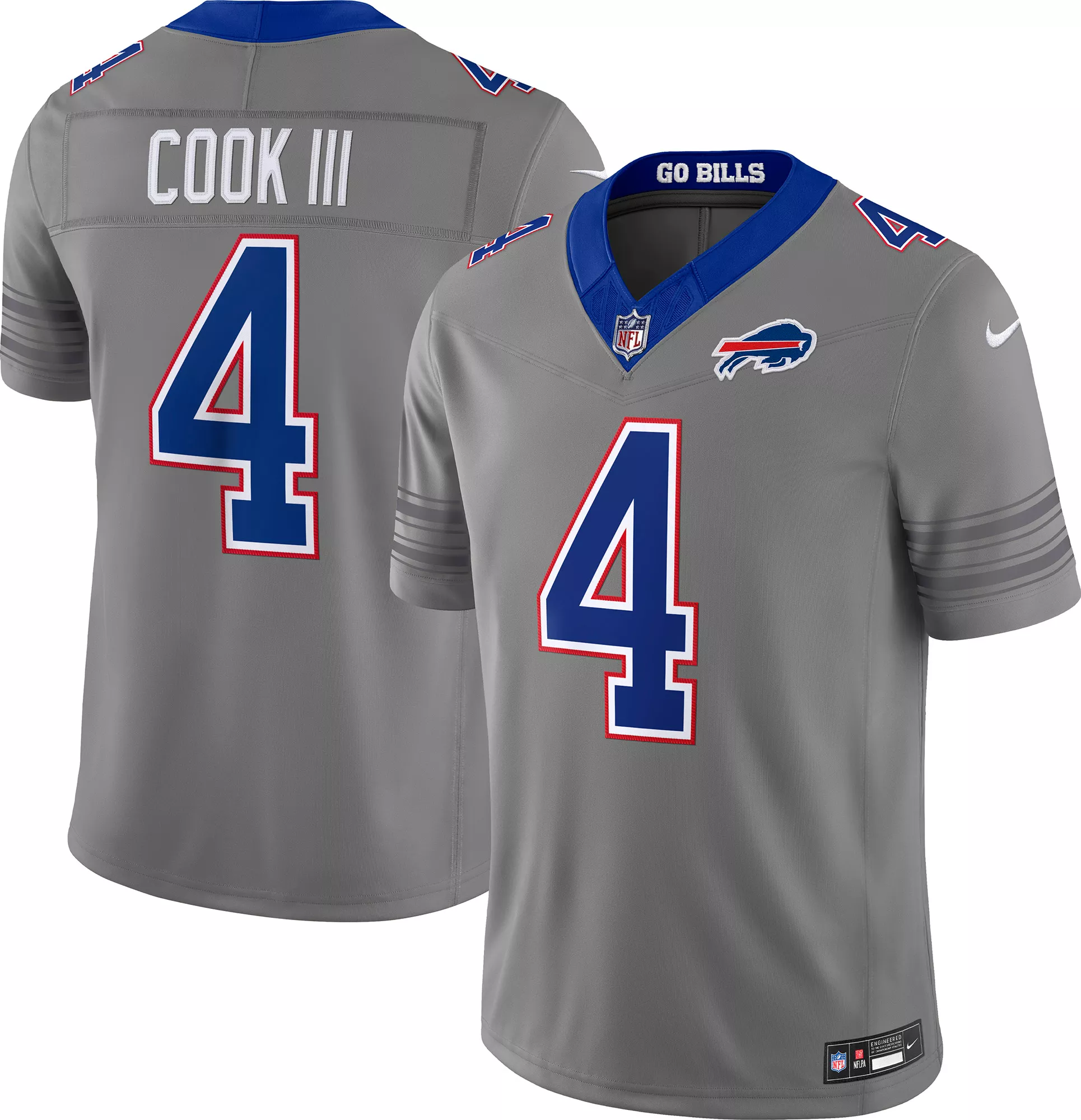Nike Men's Buffalo Bills James Cook #4 Dark Grey Alternate Limited Jersey
