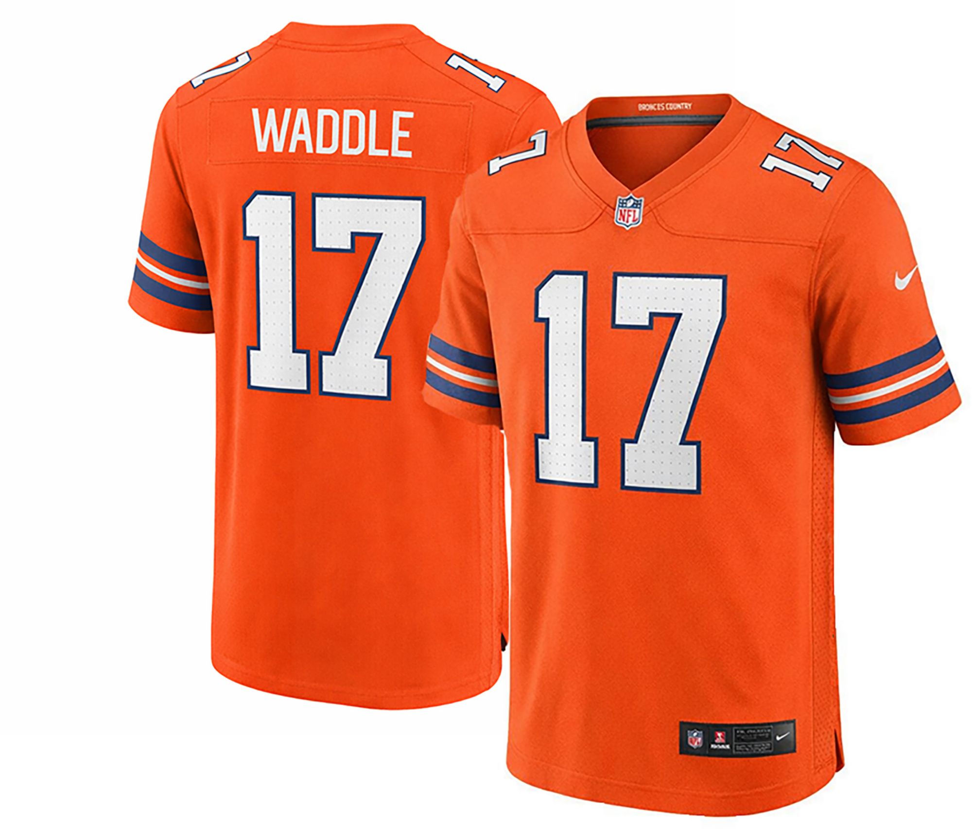 Nike Men's Denver Broncos Jaylen Waddle #17 Orange Alternate Game