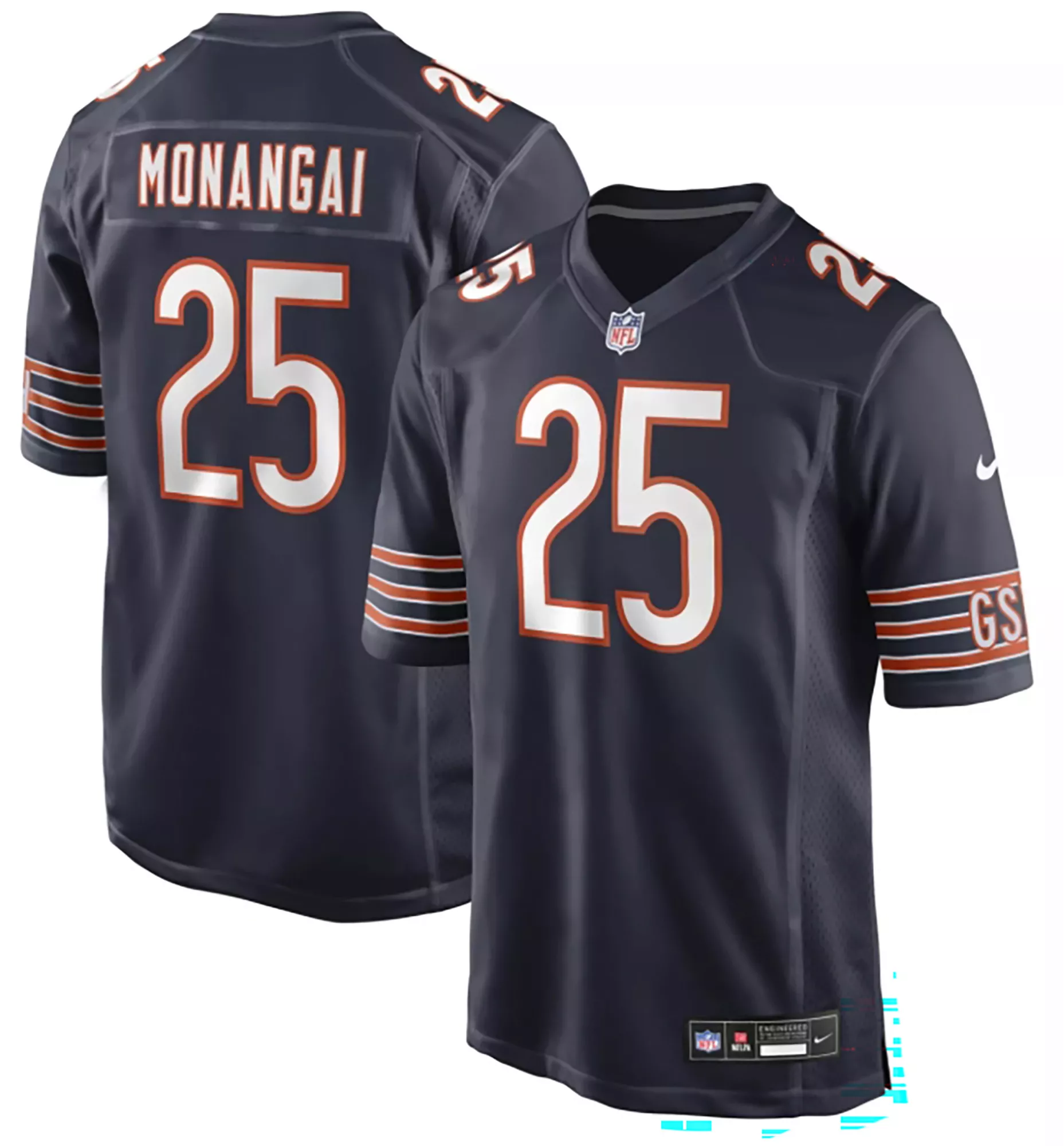 Nike Men's Chicago Bears Kyle Monangai #25 Navy Home Game Jersey