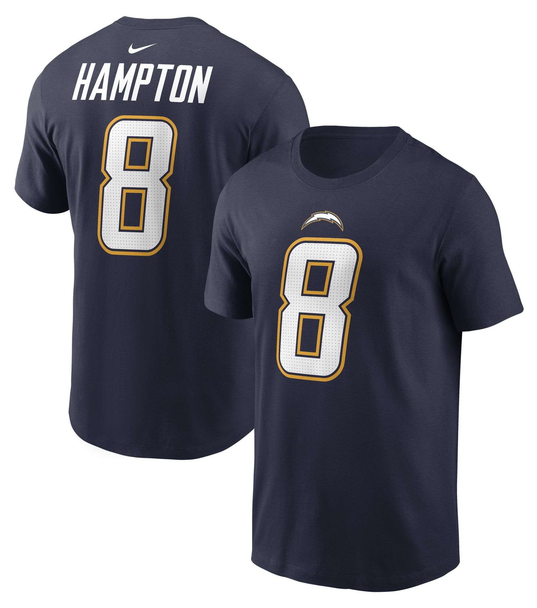 Nike Army カレッジ アメフトTシャツ 新品未使用 XL Nike Men's Los Angeles Chargers Navy Omarion Hampton #8 T-Shirt