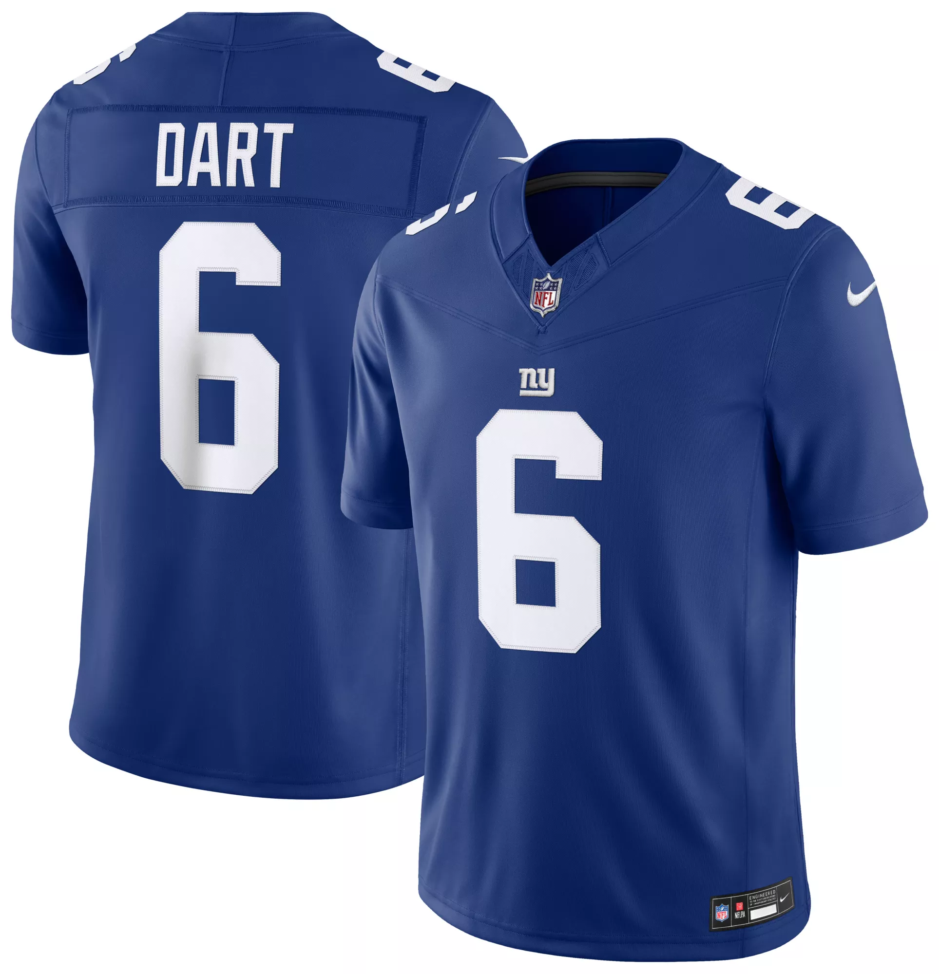 Nike Men's New York Giants Blue Jaxson Dart #6 Limited Jersey