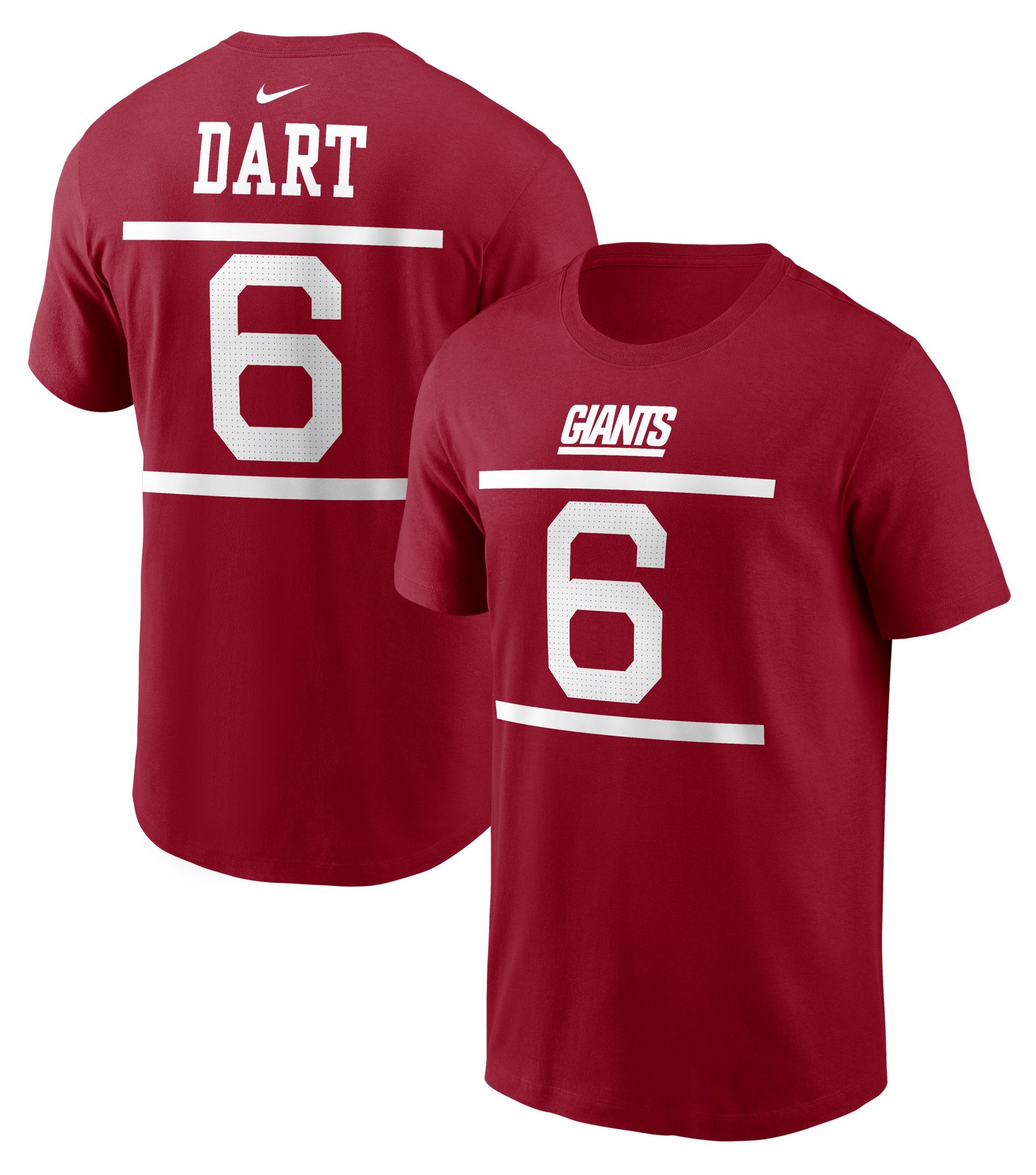 Nike Men's New York Giants Red Jaxson Dart #6 T-Shirt | Dick's