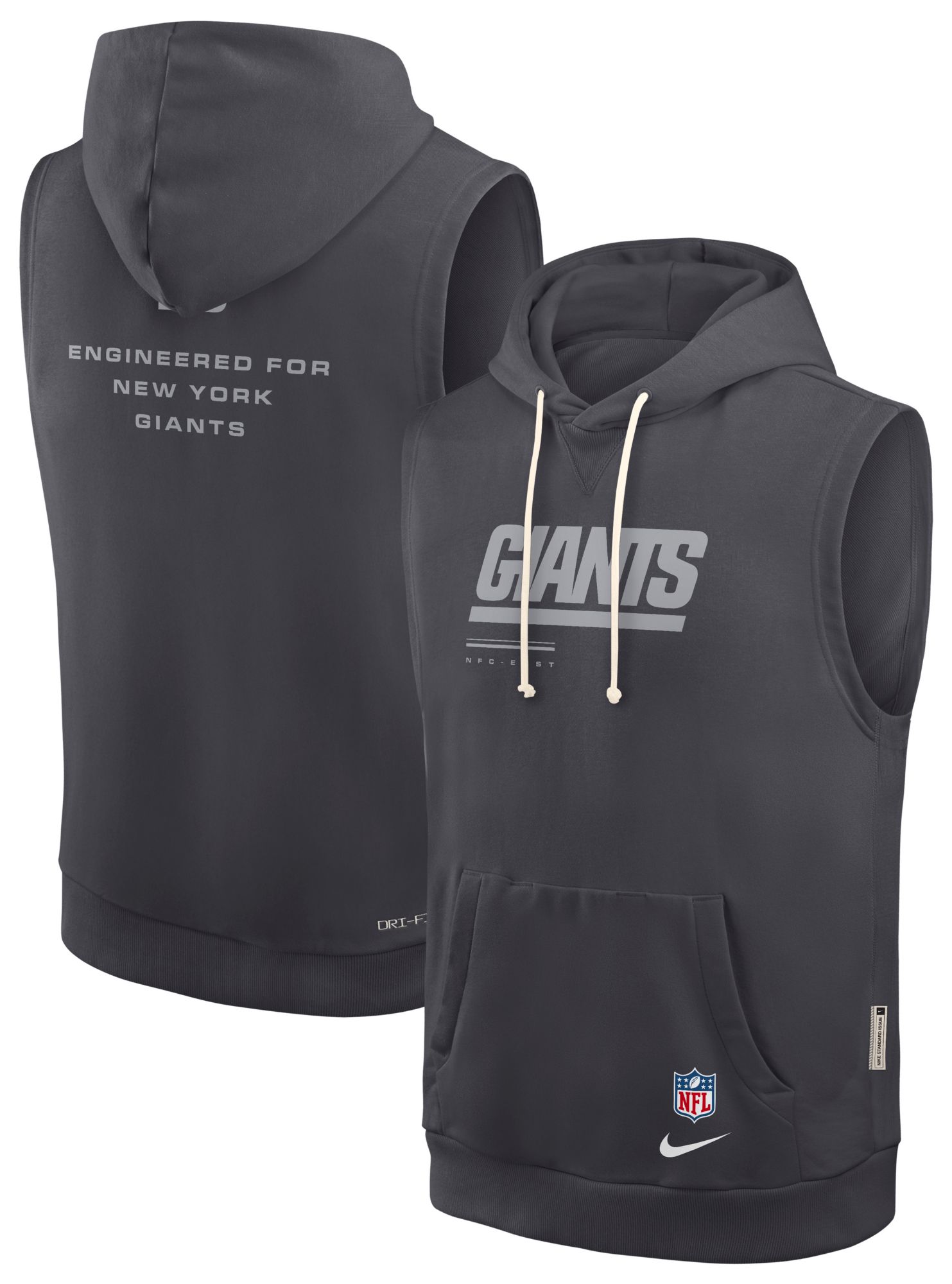 Nike Men's New York Giants Anthracite Sideline Sleeveless Hoodie