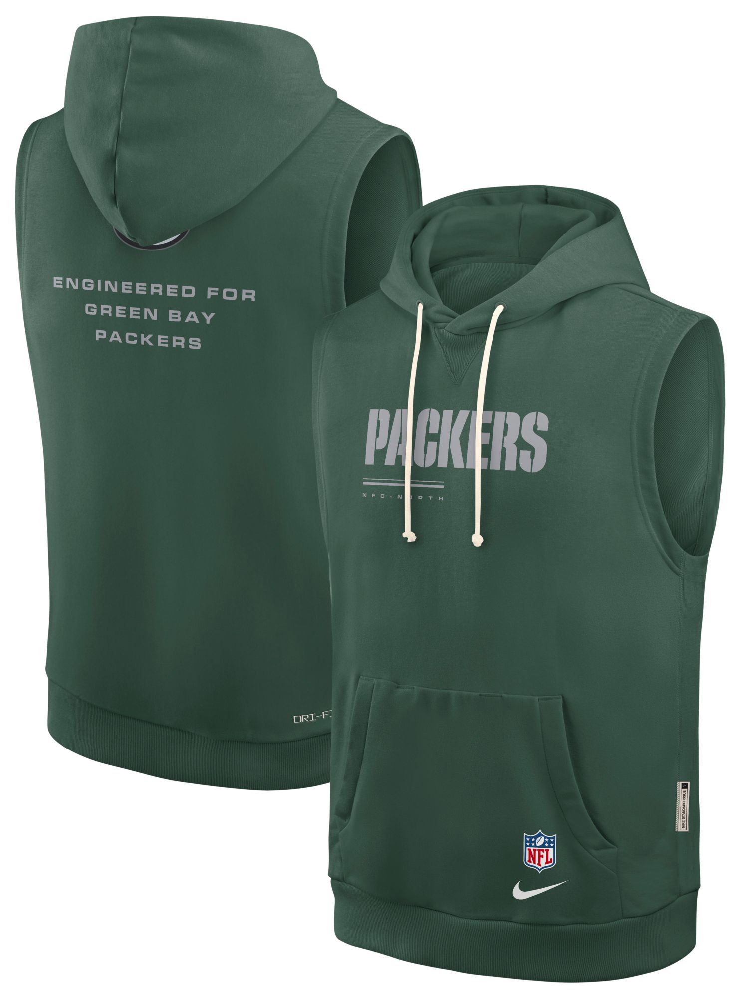 Nike Men's Green Bay Packers Green Sideline Sleeveless Hoodie
