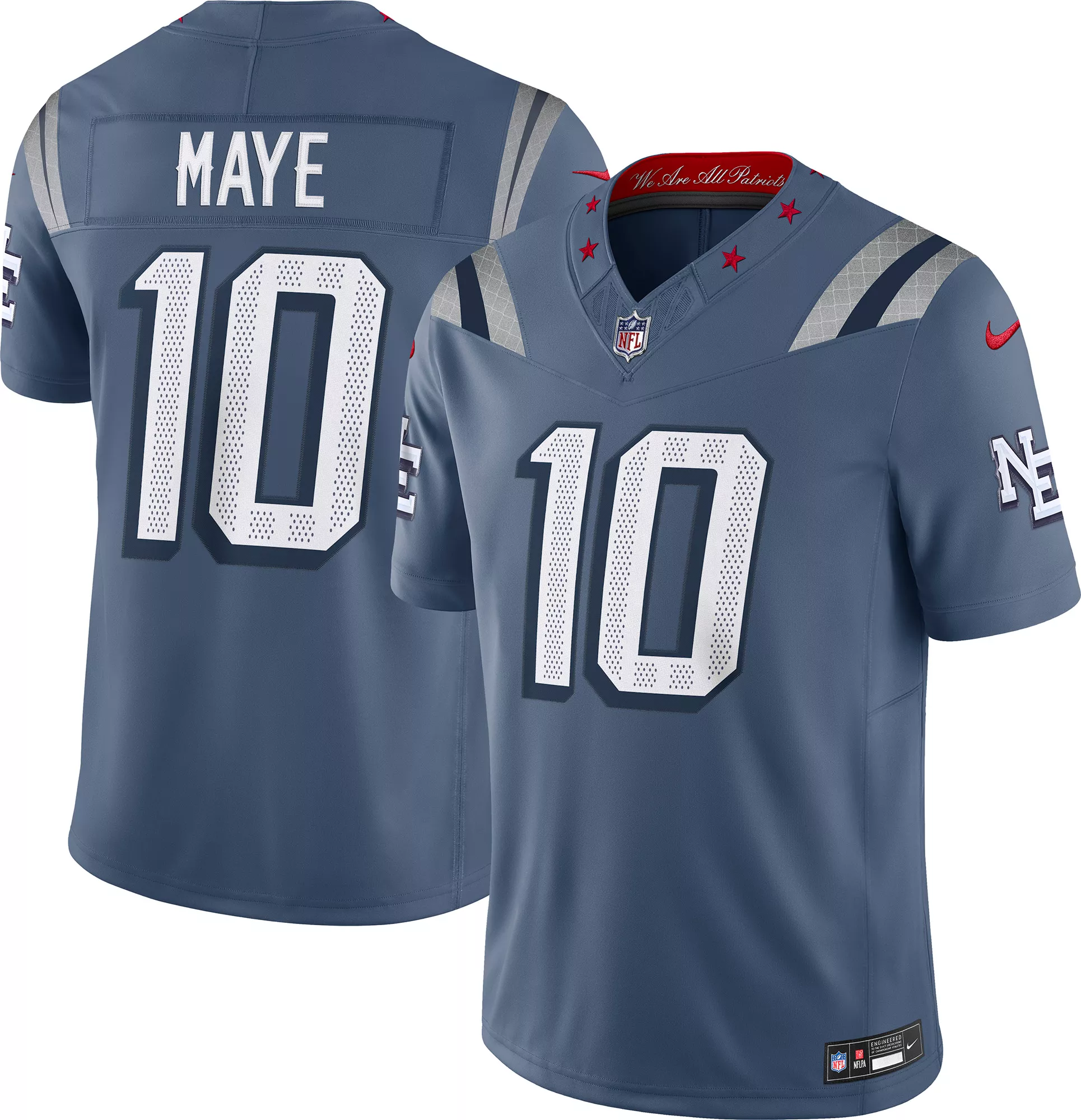 Nike Men's New England Patriots Diffused Blue Drake Maye #10 Limited Jersey