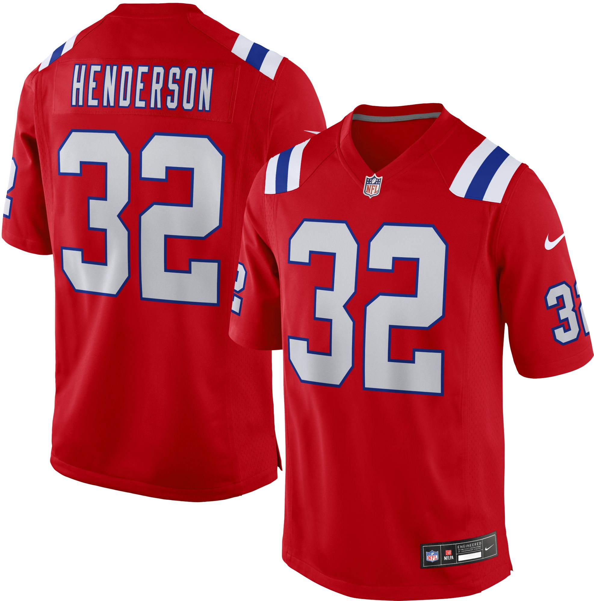 Nike Men's New England Patriots TreVeyon Henderson #32 Red