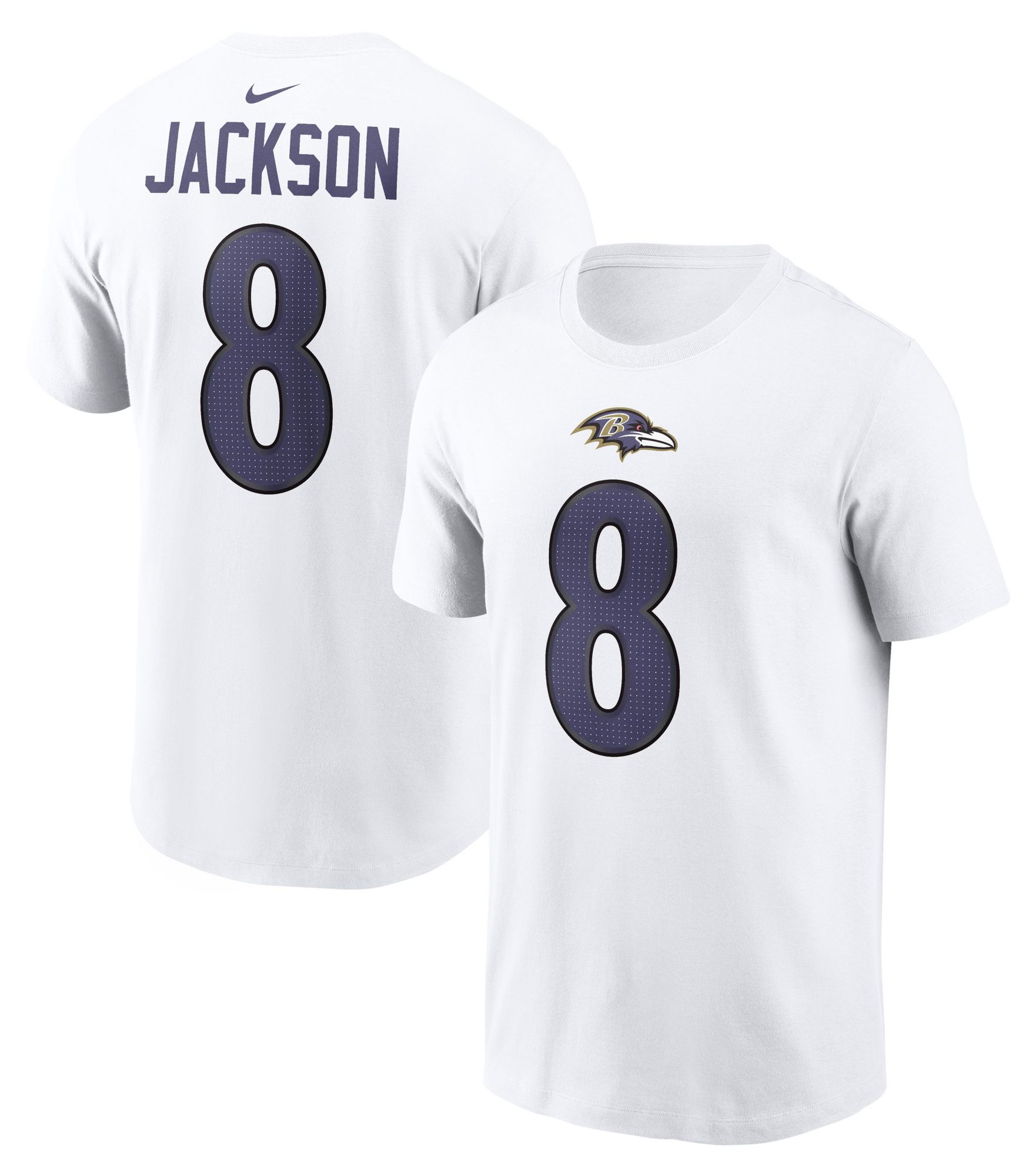 Nike Men's Baltimore Ravens White Lamar Jackson #8 T-Shirt