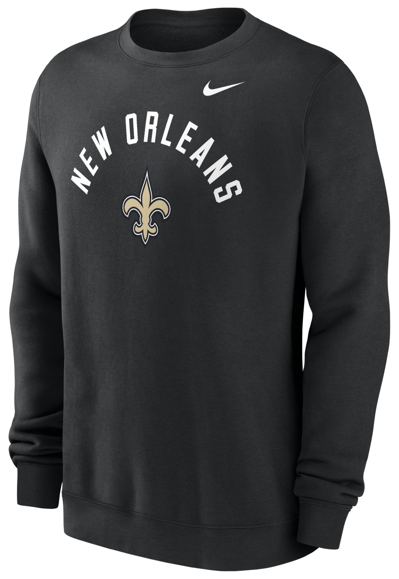 Nike Men's New Orleans Saints Black Club Fleece Arch Crewneck