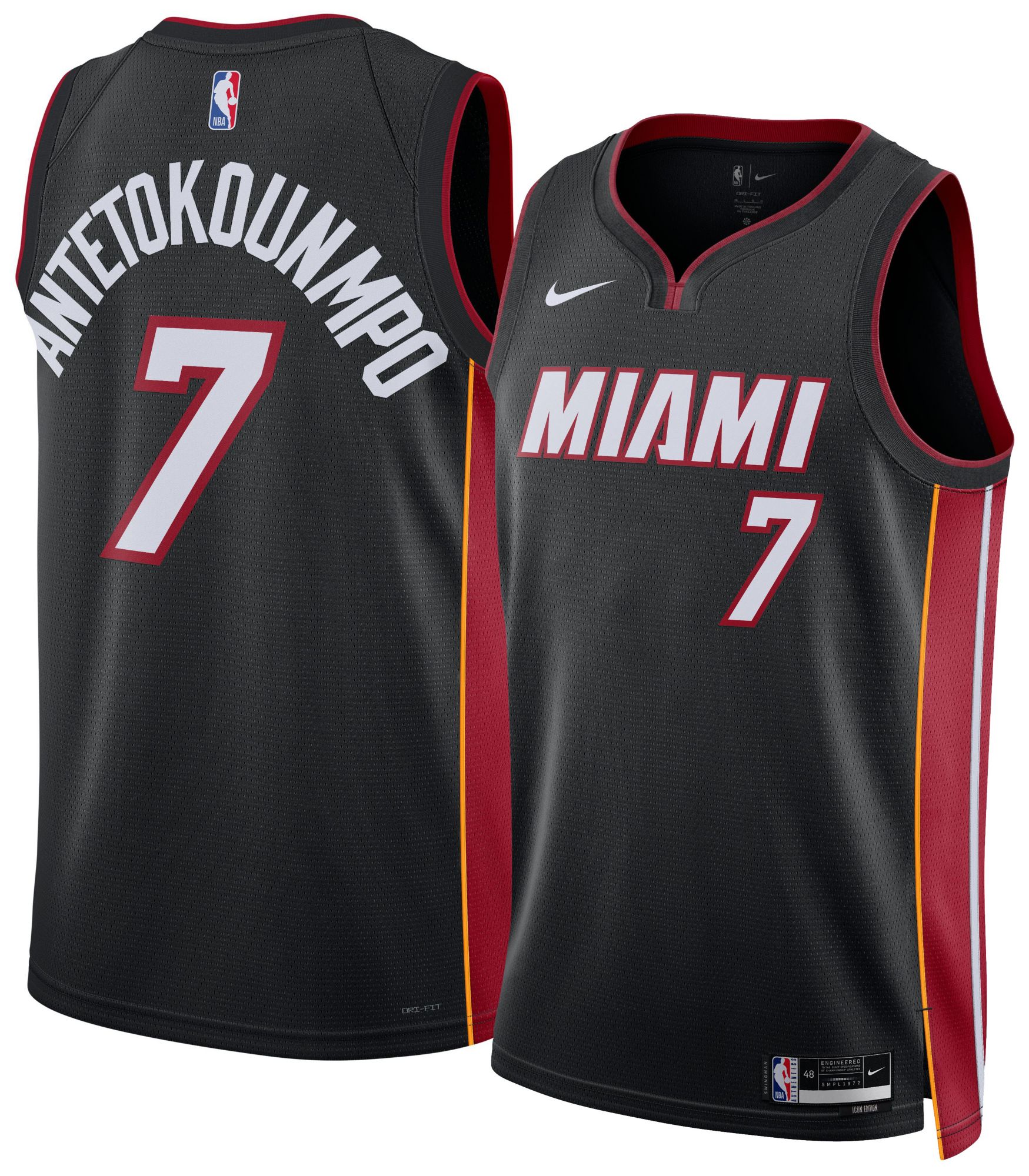 Nike Men's Miami Heat Black Giannis Antetokounmpo #7 Icon Edition